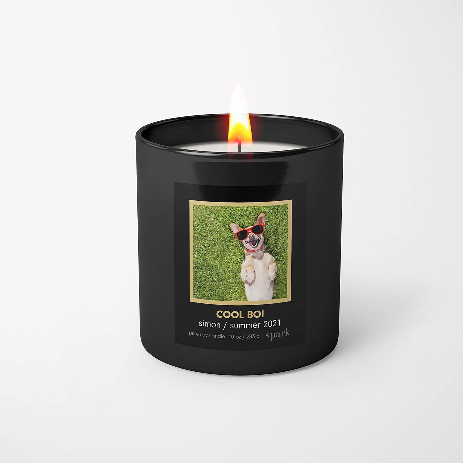 Custom Photo Candle in 10oz Matte Black Glass - Add Picture, Message & Choose Your Fragrance