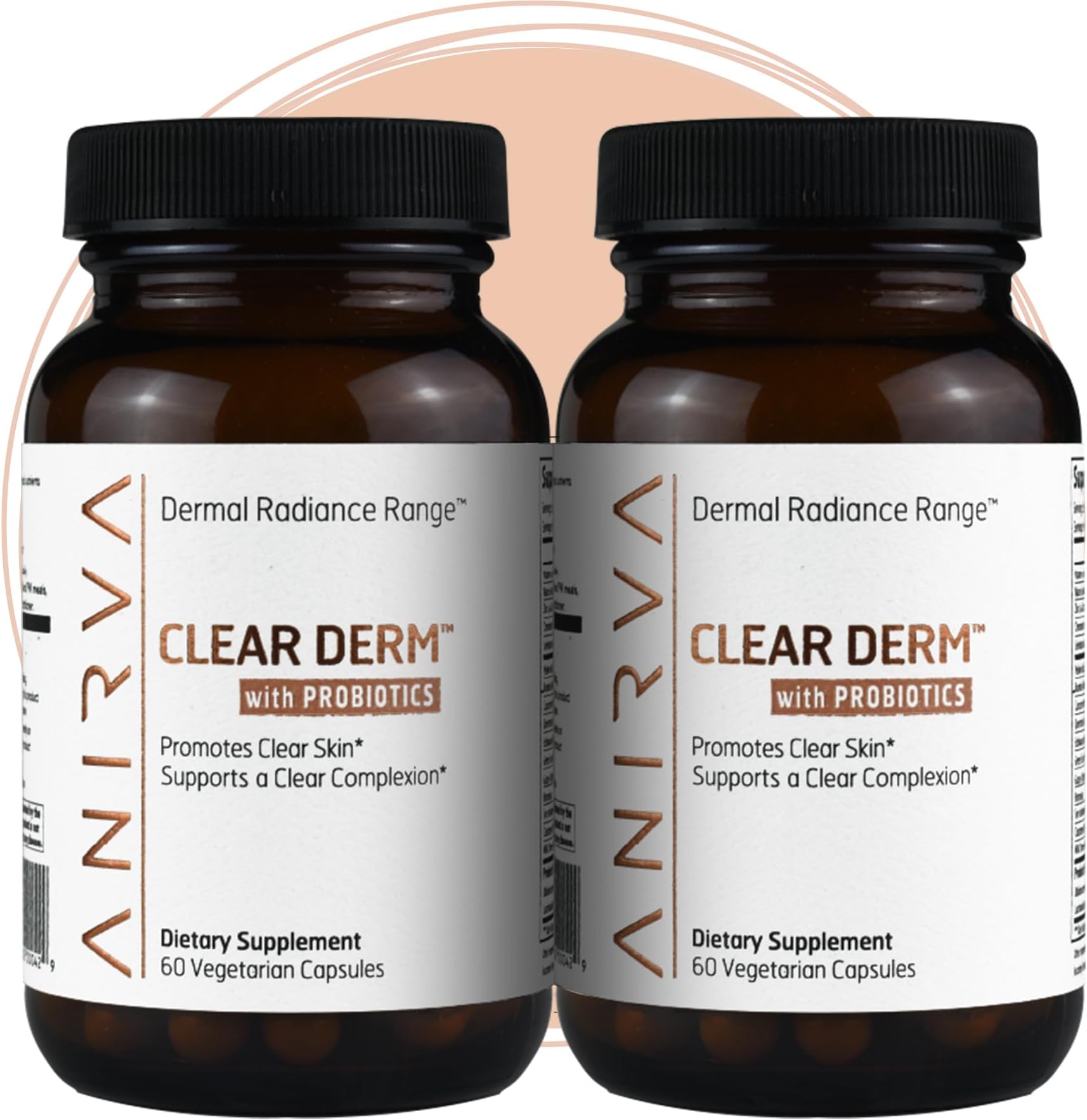 2-Pack Acne Pills with Zinc for Adults, Acne Pill for Hormonal Acne, Zinc Pills for Acne Treatment, Probiotics for Acne, Zinc Supplements for Adult Acne - Anirva Clear Derm With Probiotics