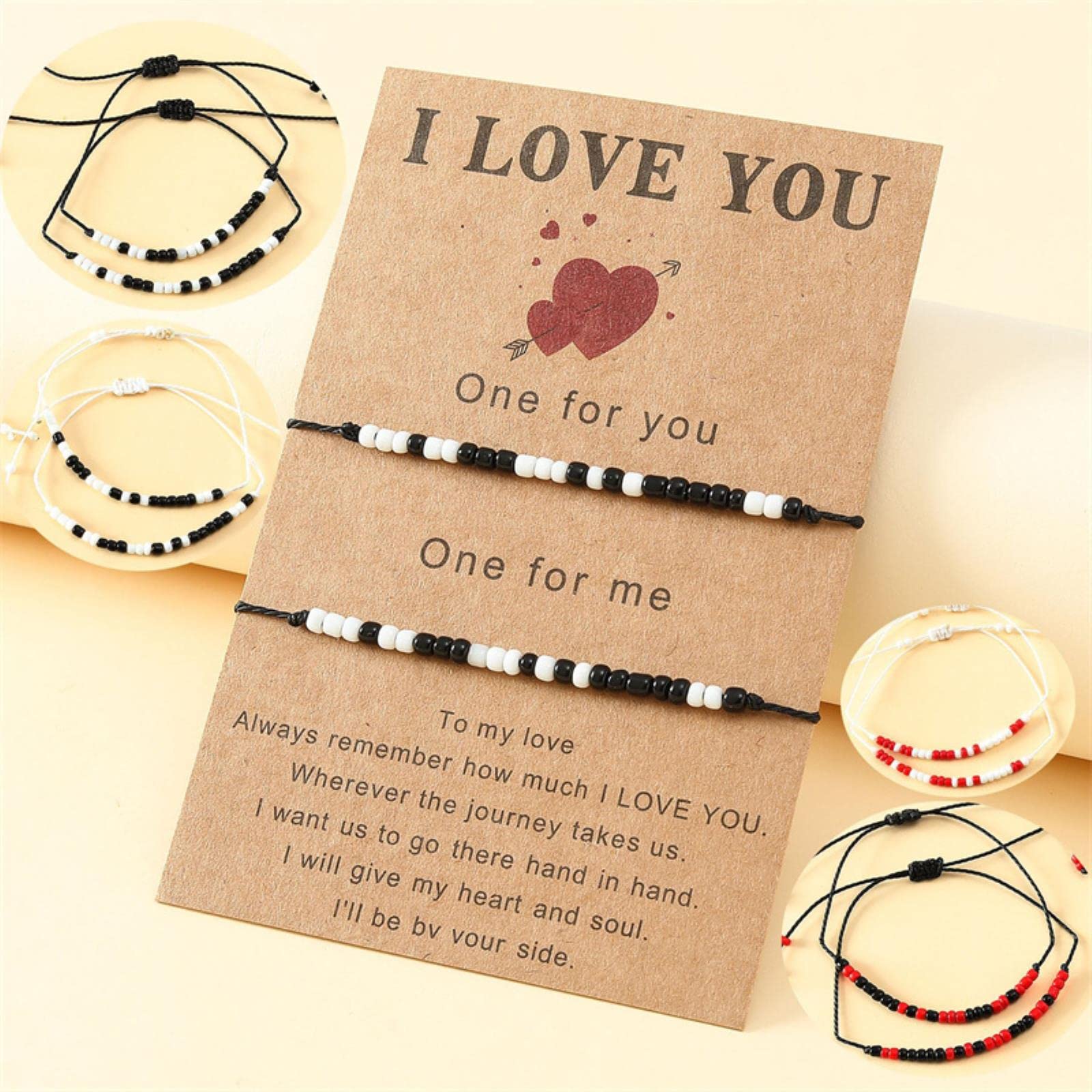 Chengxun Bracciale Codice Morse Con Perline 'I Love You' - Regolabile In Acciaio Inox - Regalo Amicizia