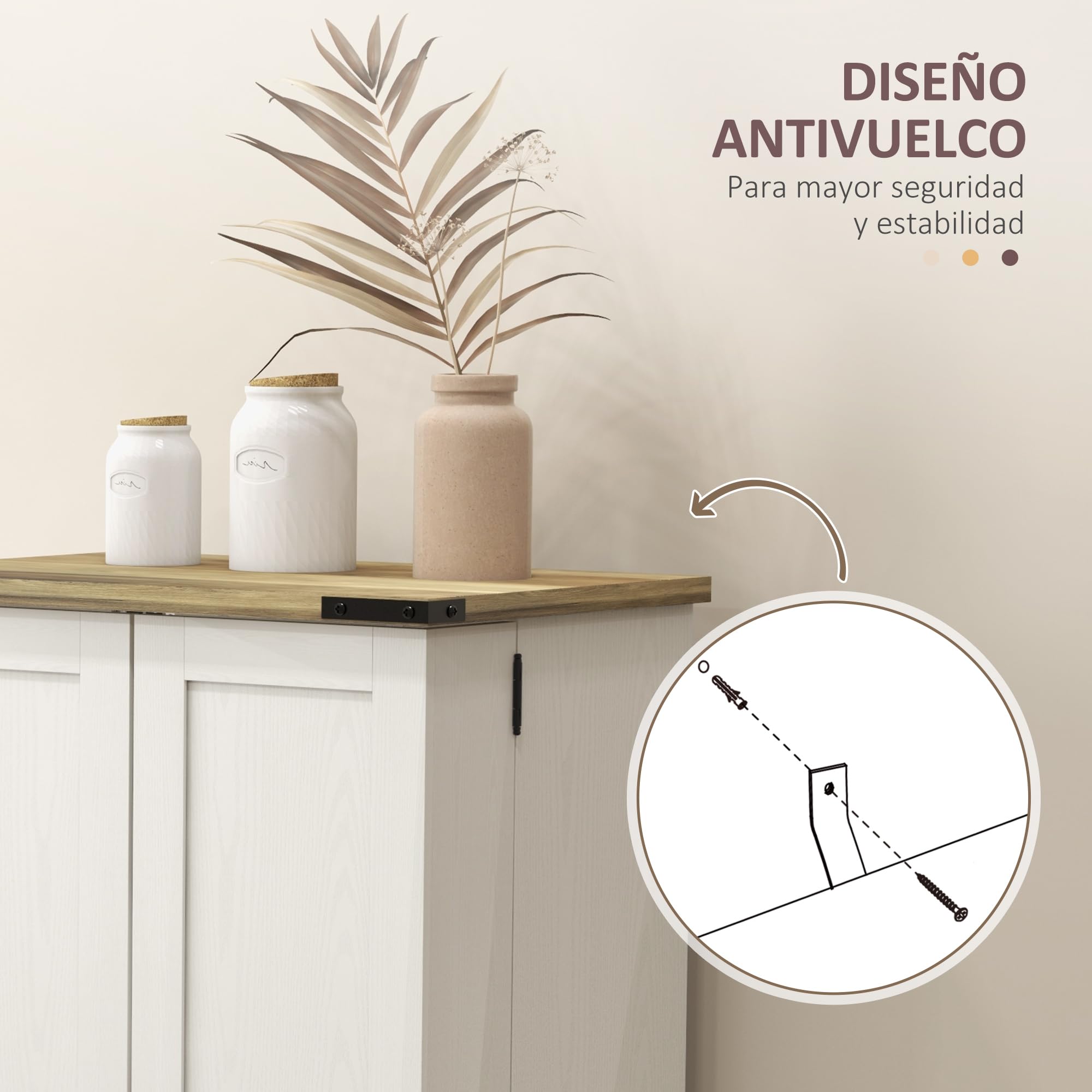HOMCOM Armario Despensa Cocina Armario de Cocina con 2 Puertas y 16 Estantes Alacena Rústica con Estante Ajustable para Comedor Salón 60x40x104 cm Crema