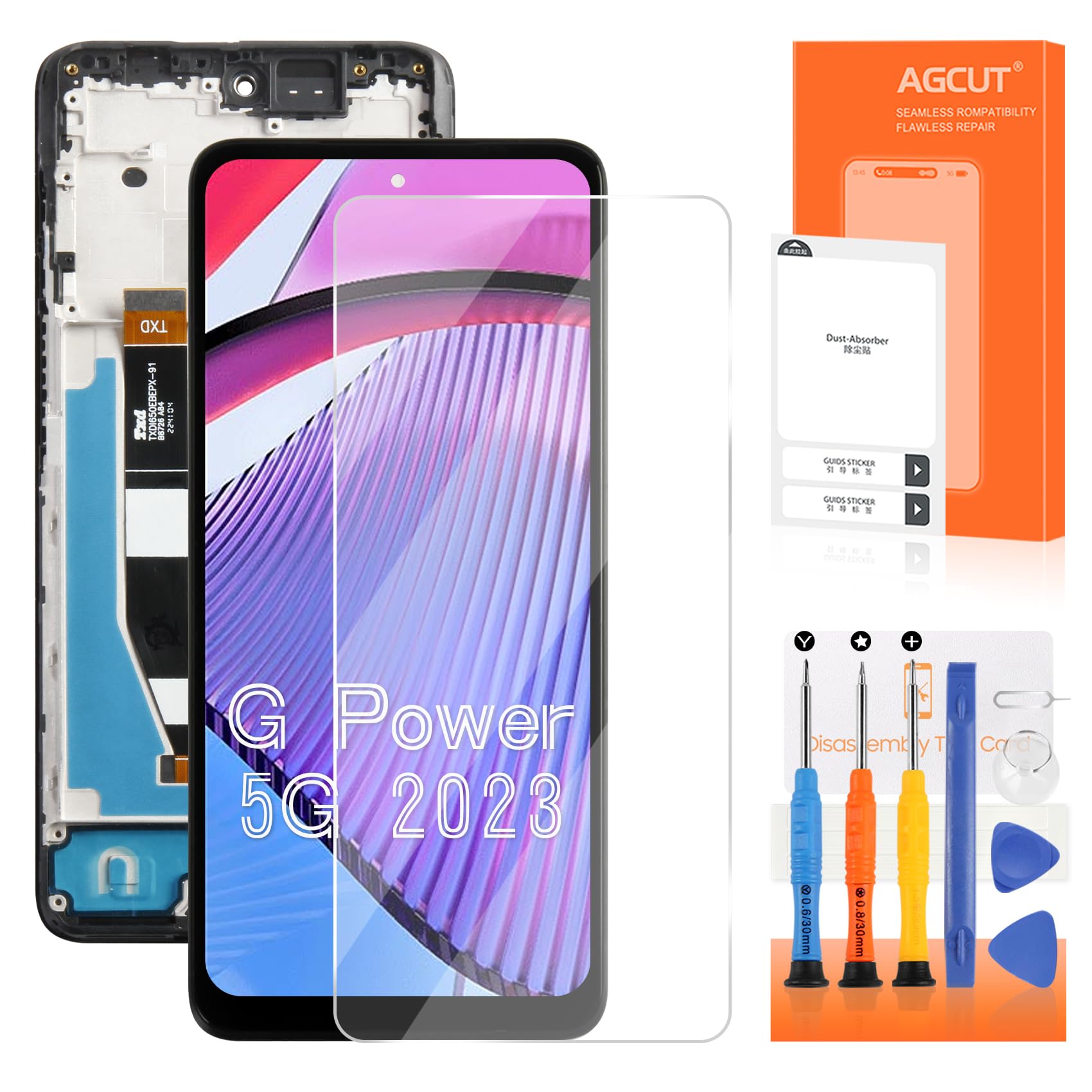 for Moto G Power 5G 2023 Screen Replacement for Moto G Power 5G 2023 LCD Display for XT2311 Screen Replacement XT2311-3 LCD Digitizer Frame XT2311-4 Touch Assembly Repair Parts