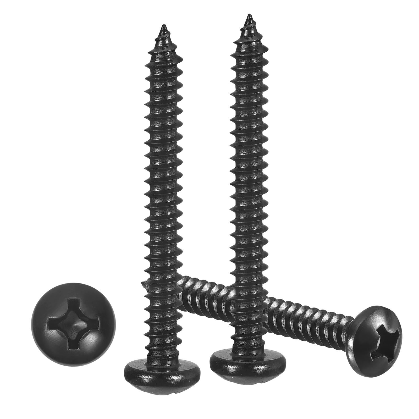 METALLIXITY Phillips Pan Head Self Tapping Screws(#14x3") 20Pcs, 304 Stainless Steel Self Drilling Screw for Metal Wood Plastic, for Cabinet Wall Shutter Plate Rock Furniture, Black — image 1