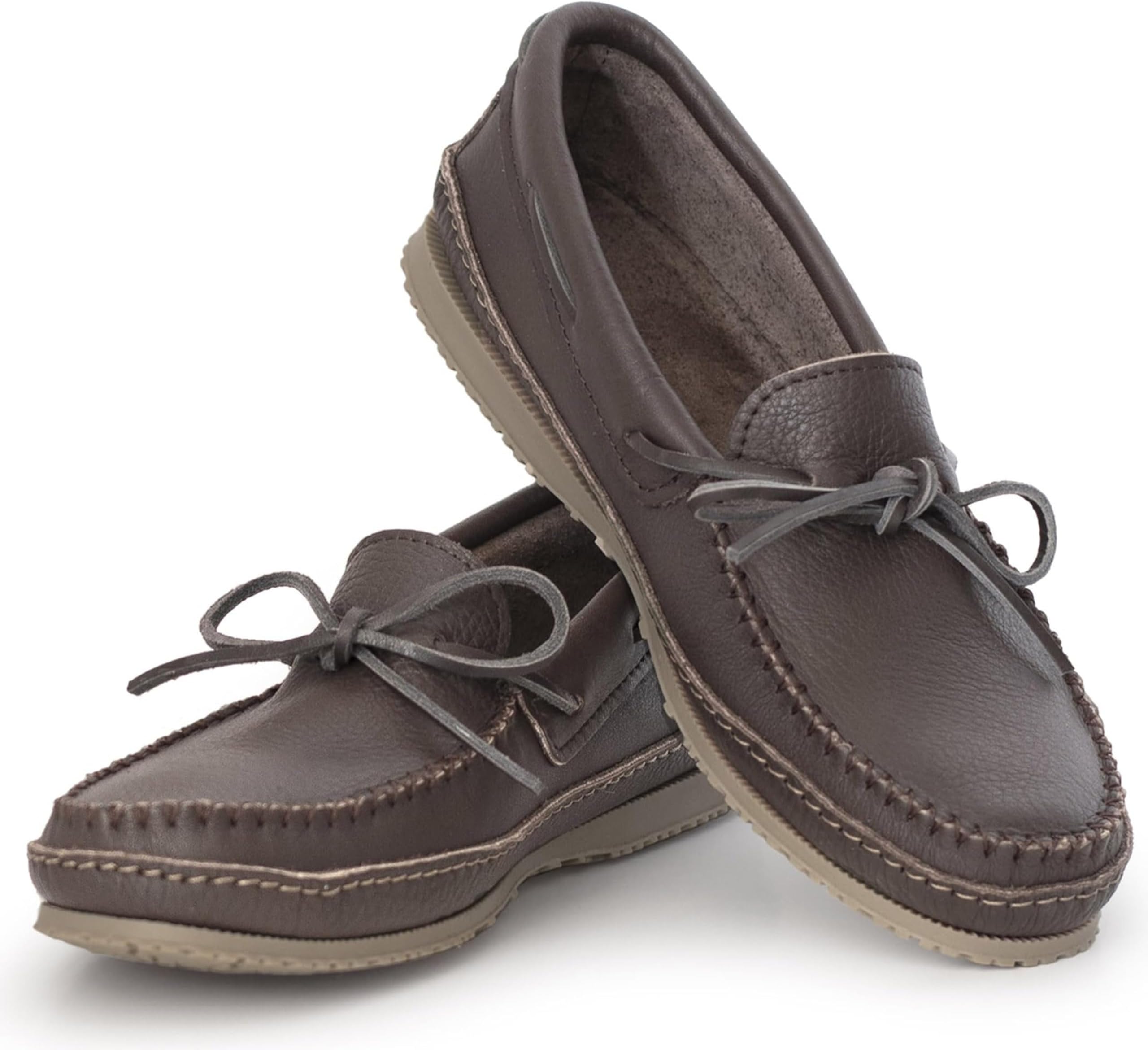 Moccasin Slippers for Men with Single Lacing, 8 Hole Collar and Padded Indian Rubber Sole, Canada Quality, Comfortable Stylish Indoor and Outdoor Moccasins for Men