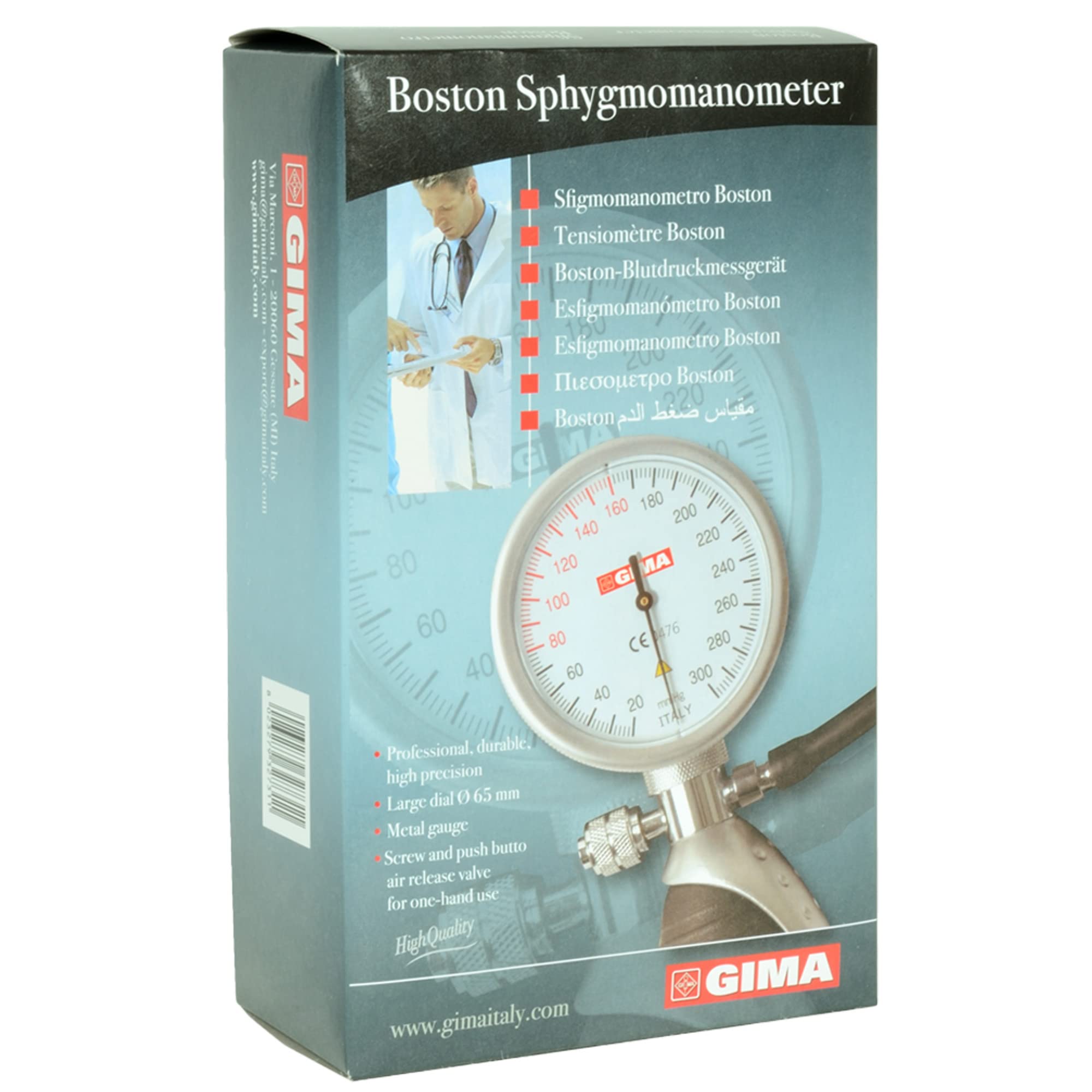 GIMA Boston Aneroide Esfigmomanómetro, tradicional, con brazalete negro, 32731