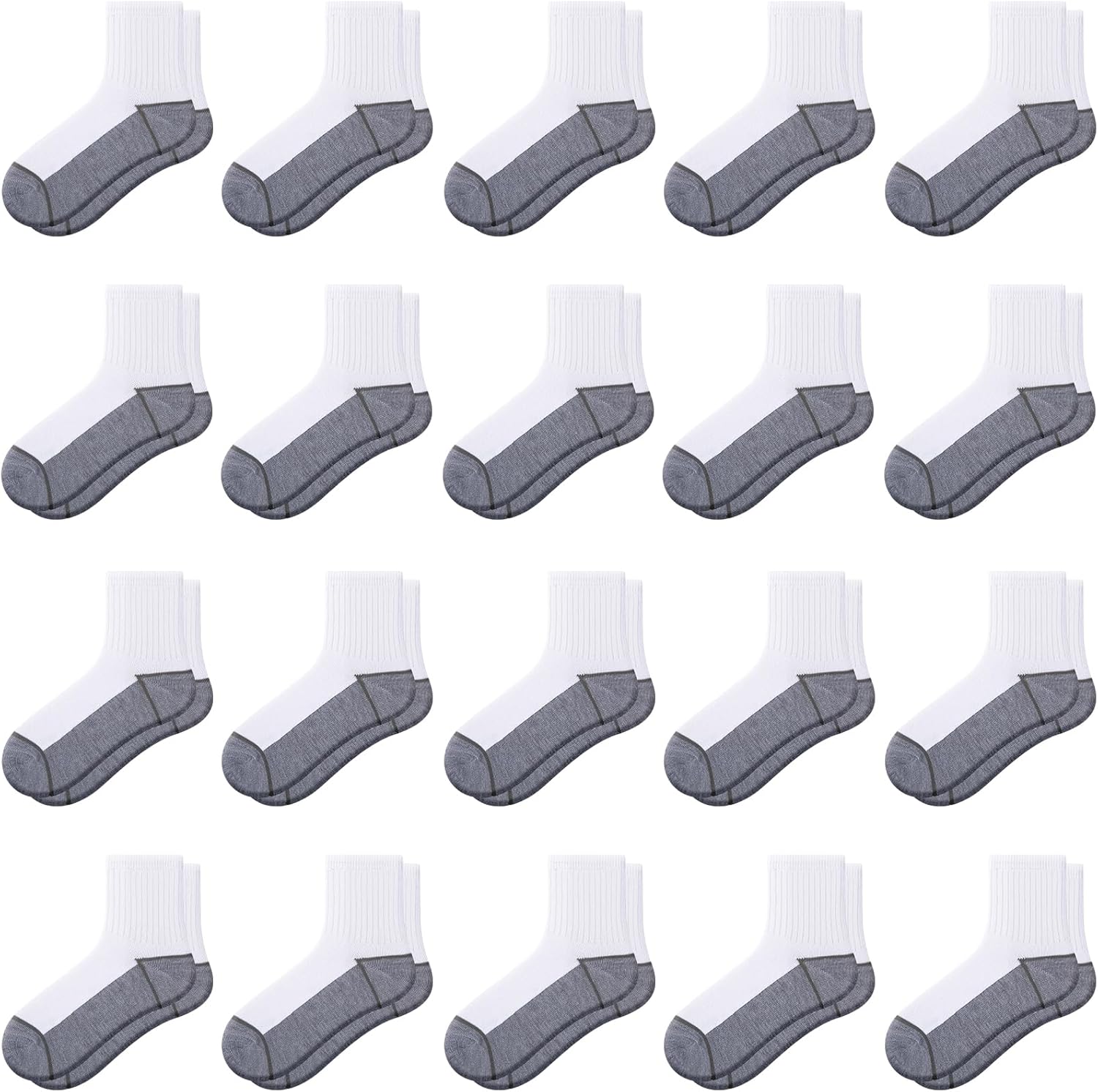 20 Pairs Boys Crew Socks - Thin, Breathable Black/White Athletic Kids Sock In Bulk For Ages 4-6/6-8/8-10/10-12 Years - Image 7