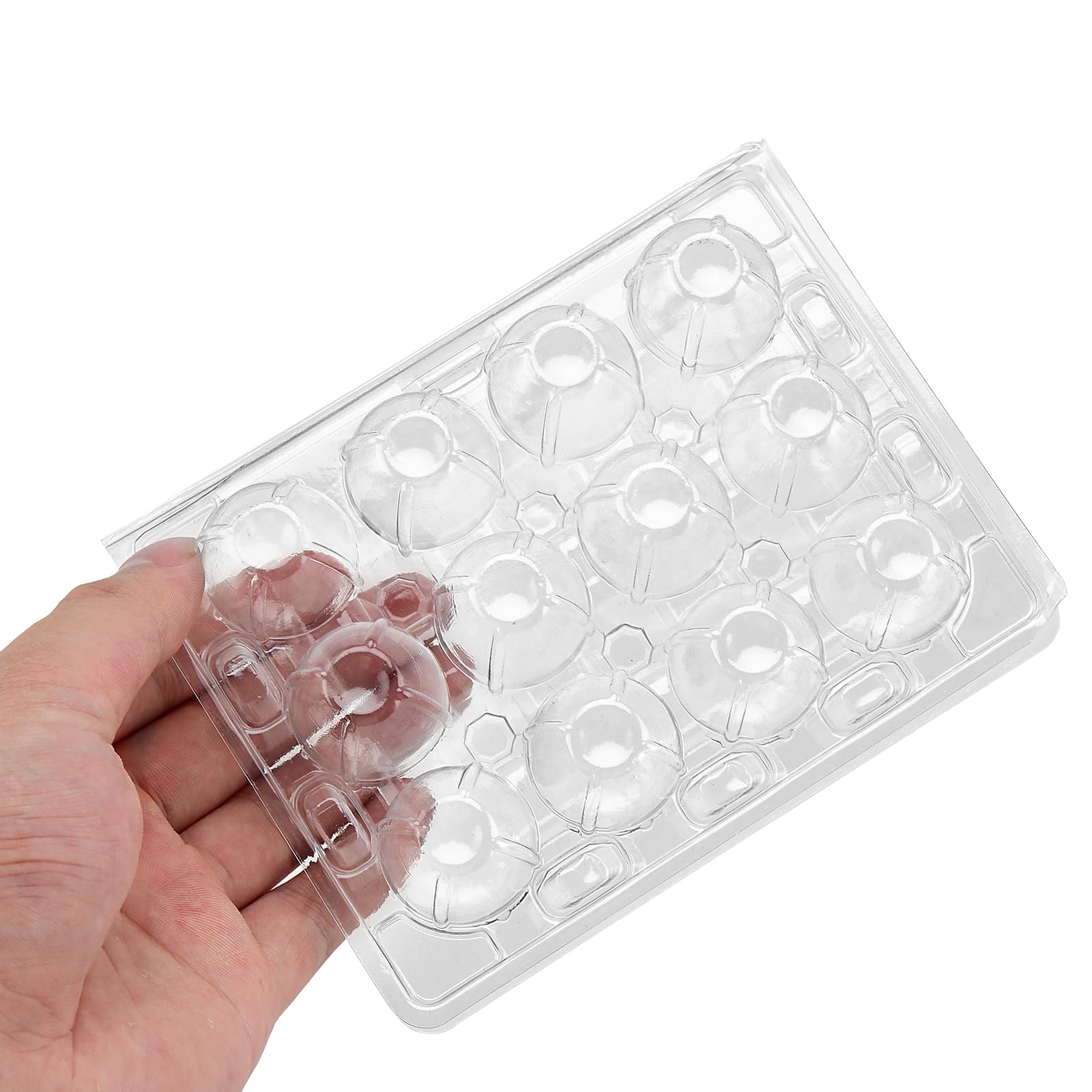 JOIKIT Paquete de 100 cajas de huevos de codorniz de plástico transparente de 12 rejillas, bandeja organizadora apilable para cocina, mercado, granja