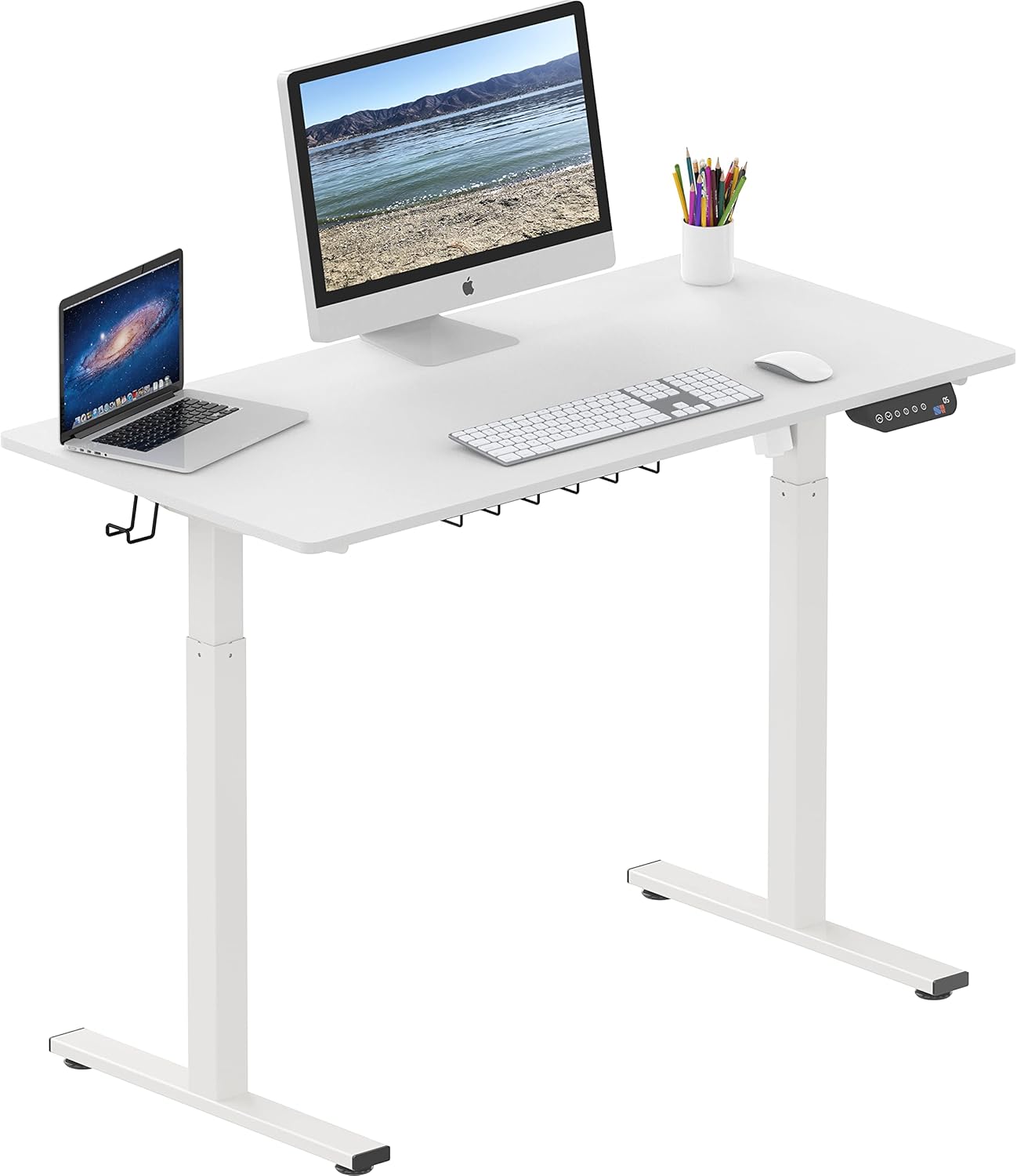 SHW Memory Preset Electric Height Adjustable Standing Desk, 120 x 60 cm