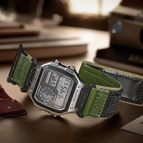 Miniatura 3 de Correa de reloj de cuero genuino de 0.709 in compatible con G-Shock AE-1200AE-1000W1100WAE-1300, W-735HW-216H218H W-219HF-91WF-94WF-105W, correa de