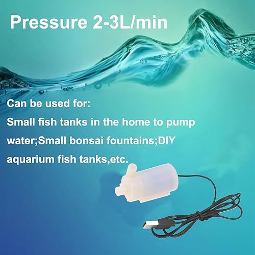 Miniatura 5 de Mini bomba de agua micro sumergible USB de 3 a 5 V CC, pequeña bomba de acuario para pecera, acuarios, fuente de estanque, jardín hidropónico