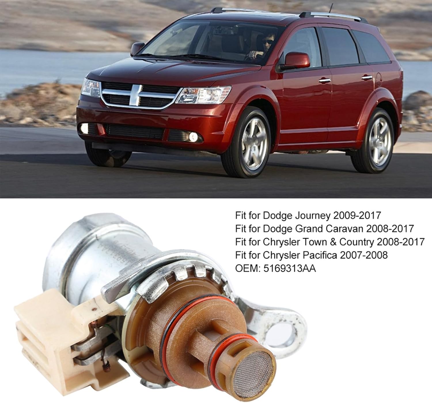 VLP Sensor Trans Variable Force Solenoid 5169313AA Aluminium Alloy Car Solenoid Replacement Fit for Journey Grand Caravan Town Country Pacifica