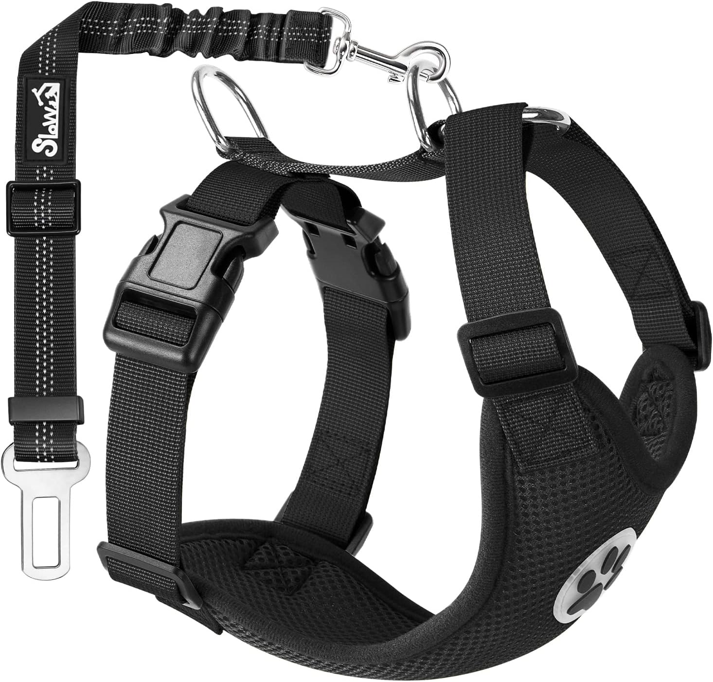 Lukovee Dog Safety Vest Harness Seatbelt, Car Seat Belt Adjustable Pet Harnesses Double Breathable Mesh Fabric Vehicle Connector Strap