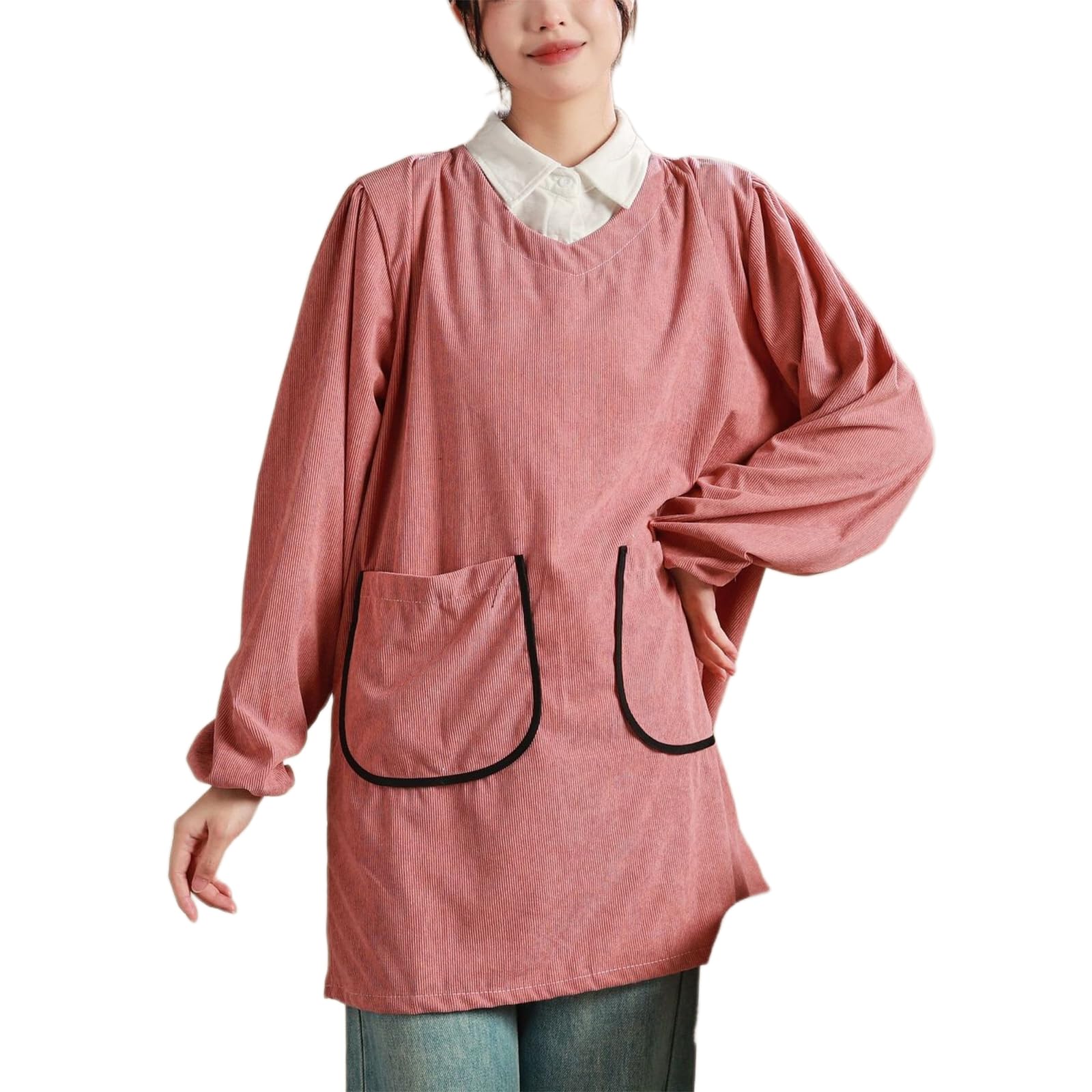 CBBEONRN Women Apron Women's Long Sleeve Apron for Cooking, Gardening, Painting, Baking & Housework Purple,One Size