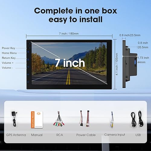 Miniatura 8 de Estéreo de coche doble DIN de 7 pulgadas con CarPlay inalámbrico y Android Auto - Android 13 pantalla táctil, Bluetooth 4.1, 2GB+32GB, GPS, 25W AMP