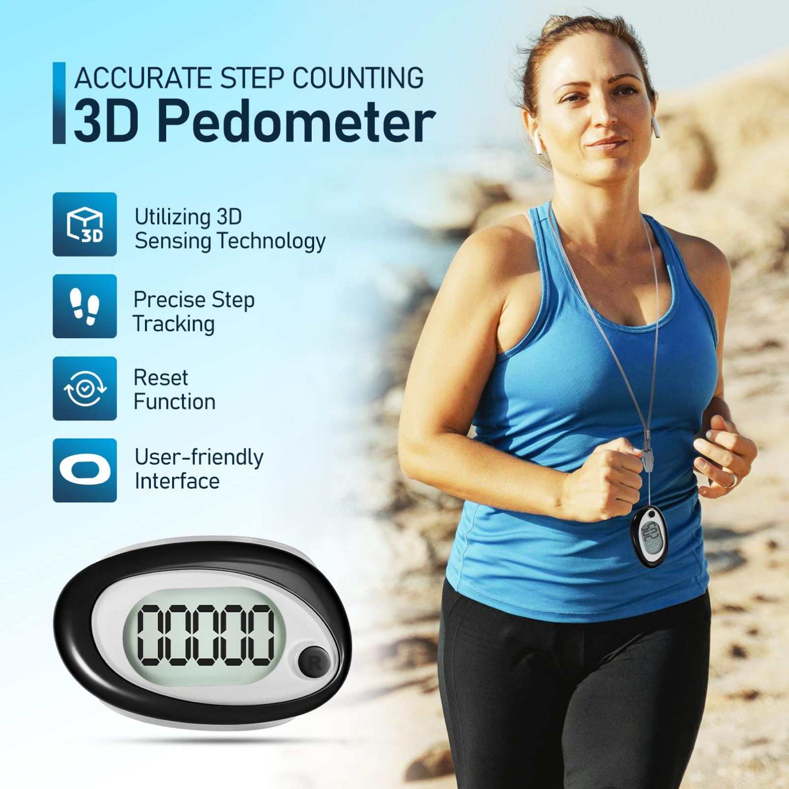 BESPORTBLE Podomètre De Marche Podomètre Grand Écran Randonnée Compteur De Marche Compteur De Pas Portable Podomètre De Poche Podomètre De Course Podomètre Podomètre