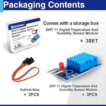 3 Sets Digital Temperature & Humidity Sensor Modules, Compatible with DHT11