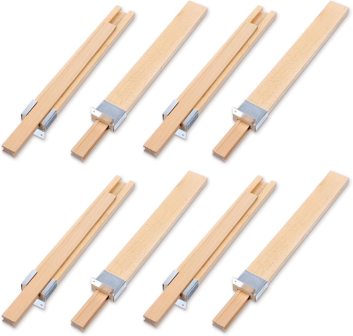 4 Pack Wooden Drawer Slides Bottom Mount Classic Center Guide Track with Metal Slide Glides Traditional Wood Drawer Rails for Dresser Replacement(16 Inches)