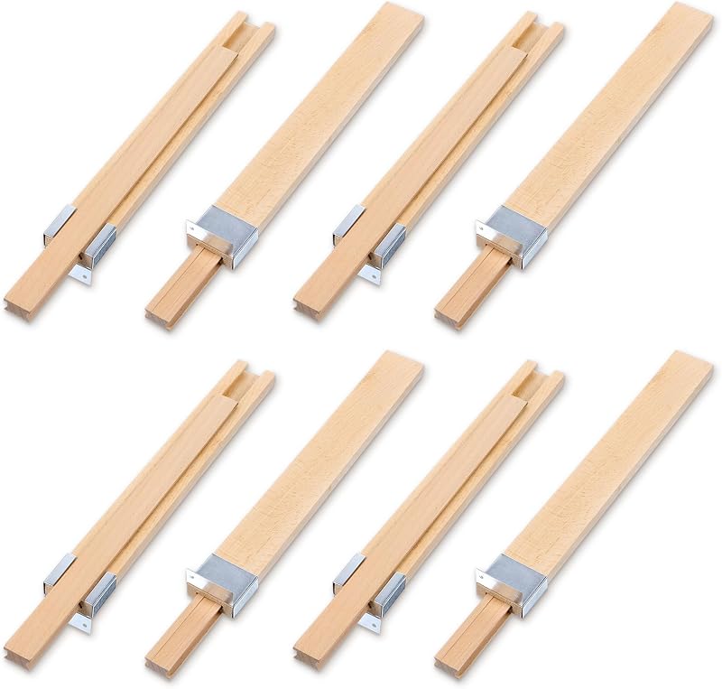 4 Pack Wooden Drawer Slides Bottom Mount Classic Center Guide Track with Metal Slide Glides Traditional Wood Drawer Rails for Dresser Replacement(16 Inches)