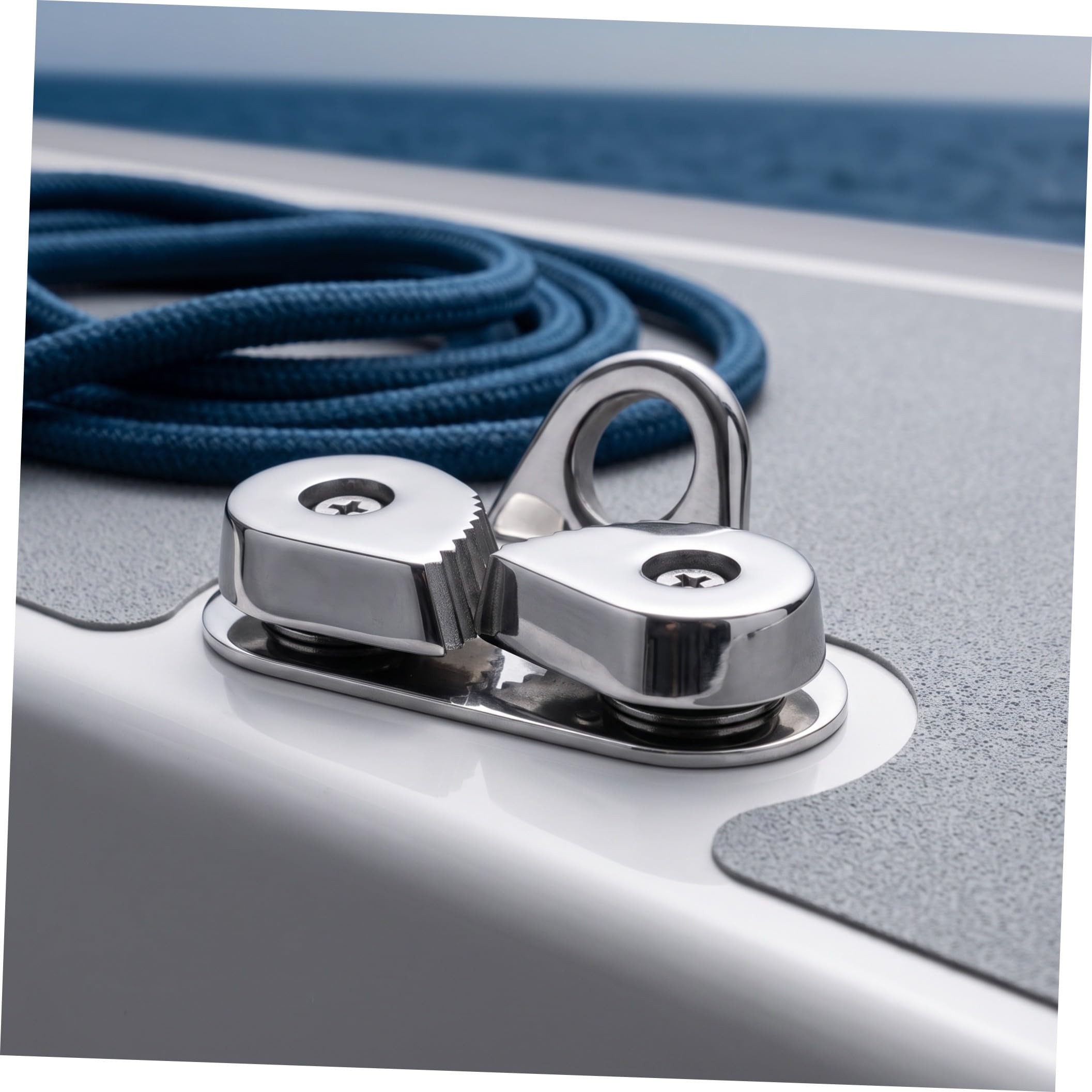 VOSAREA 2 Pezzi Fermacima Marino in Acciaio Inox per Yacht e Pesca | Guida Filo, Due Viti Autofilettanti Incluse, Clip Rinforzate, Finitura Argento e Bordo