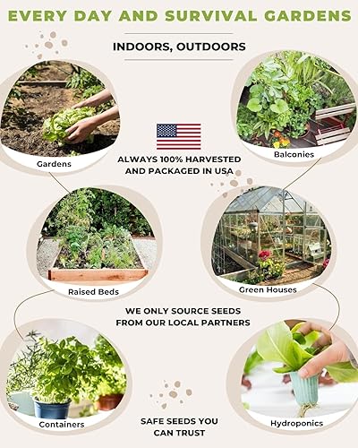 Miniatura 2 de 50 Tactiko Survival Kit de semillas de verduras, hierbas y frutas, variedades cosechadas en Estados Unidos, más de 35,000 semillas de reliquia sin