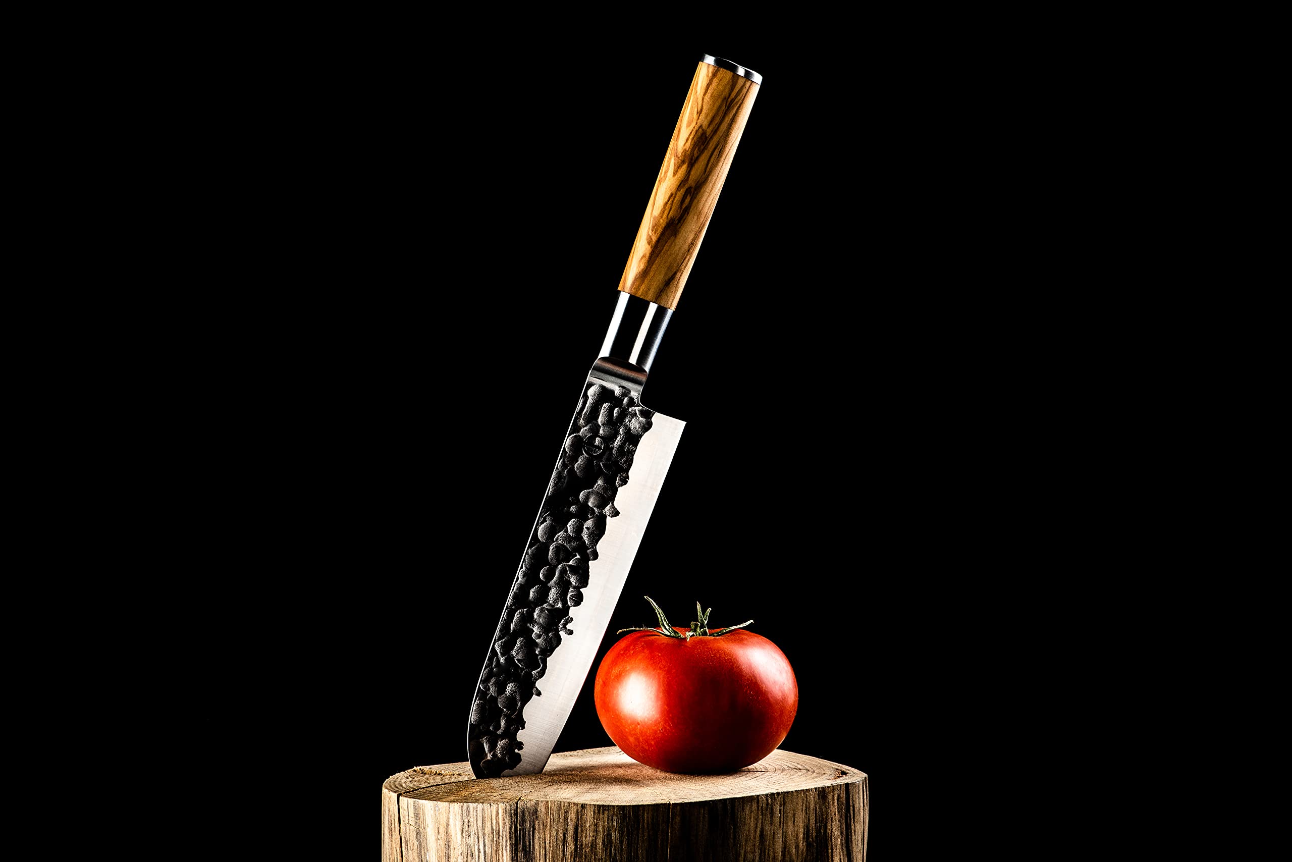 Forged Olive Santokumesser 18cm, handgefertigt, in Holzkiste