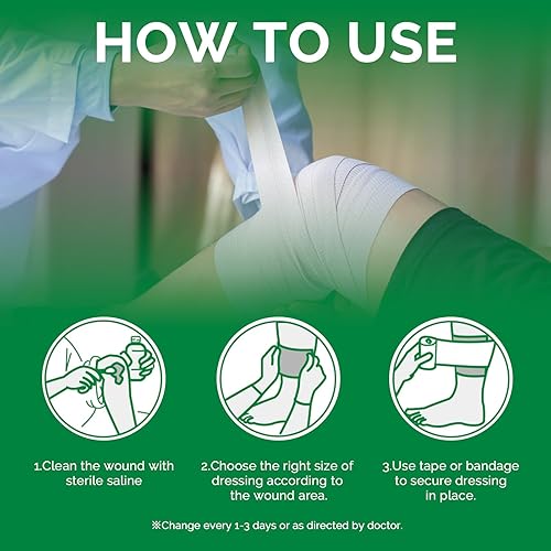 Miniatura 6 de Apósito superabsorbente para el cuidado de heridas de 4 x 8 pulgadas, paquete individual estéril de 10 almohadillas de gasa quirúrgica suave