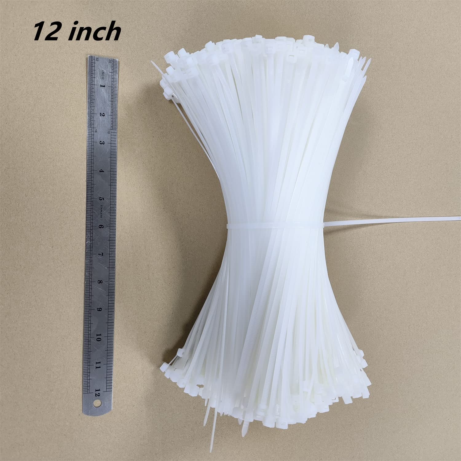 Opaski na zamek błyskawiczny, 1000 szt., 30 cm, wytrzymałe, wysokiej jakości plastikowe opaski druciane o wytrzymałości na rozciąganie 22,7 kg, opaski kablowe odporne na promieniowanie UV,