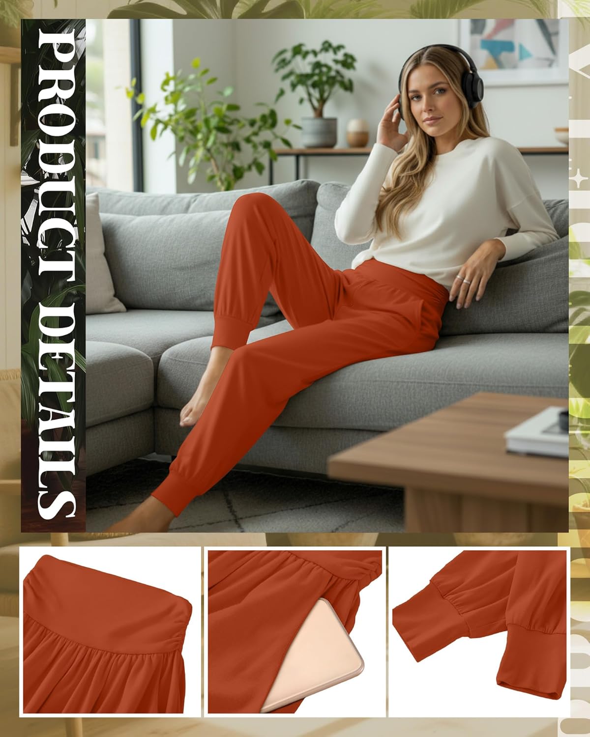 Ficerd 3 Pack Women's Lounge Pants, Cozy Yoga Joggers with Pockets High Waisted Workout Sweatpants Lightweight Comfy Pants - Image 3