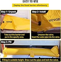 Vista 4 de VEVOR Flood Barrier, Flood Bags, Sandbag Alternative, Water Barrier for Flooding with Great Waterproof Effect, Reusable PVC Water Diversion Tubes