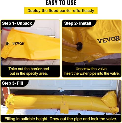 Miniatura 4 de VEVOR Flood Barrier, Flood Bags, Sandbag Alternative, Water Barrier for Flooding with Great Waterproof Effect, Reusable PVC Water Diversion Tubes