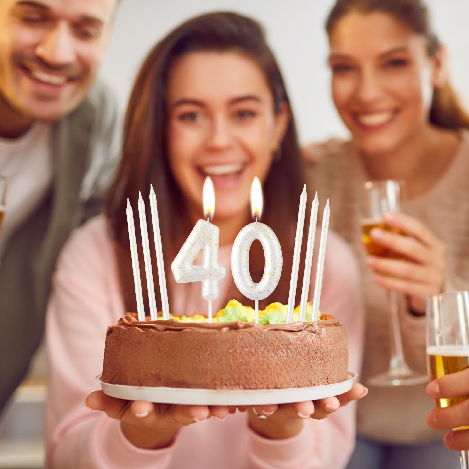 Velas de oro blanco con números de cumpleaños número 55, velas largas de oro blanco, velas de fiesta de oro blanco, velas doradas número 55 para tartas para bodas, cumpleaños, despedidas de