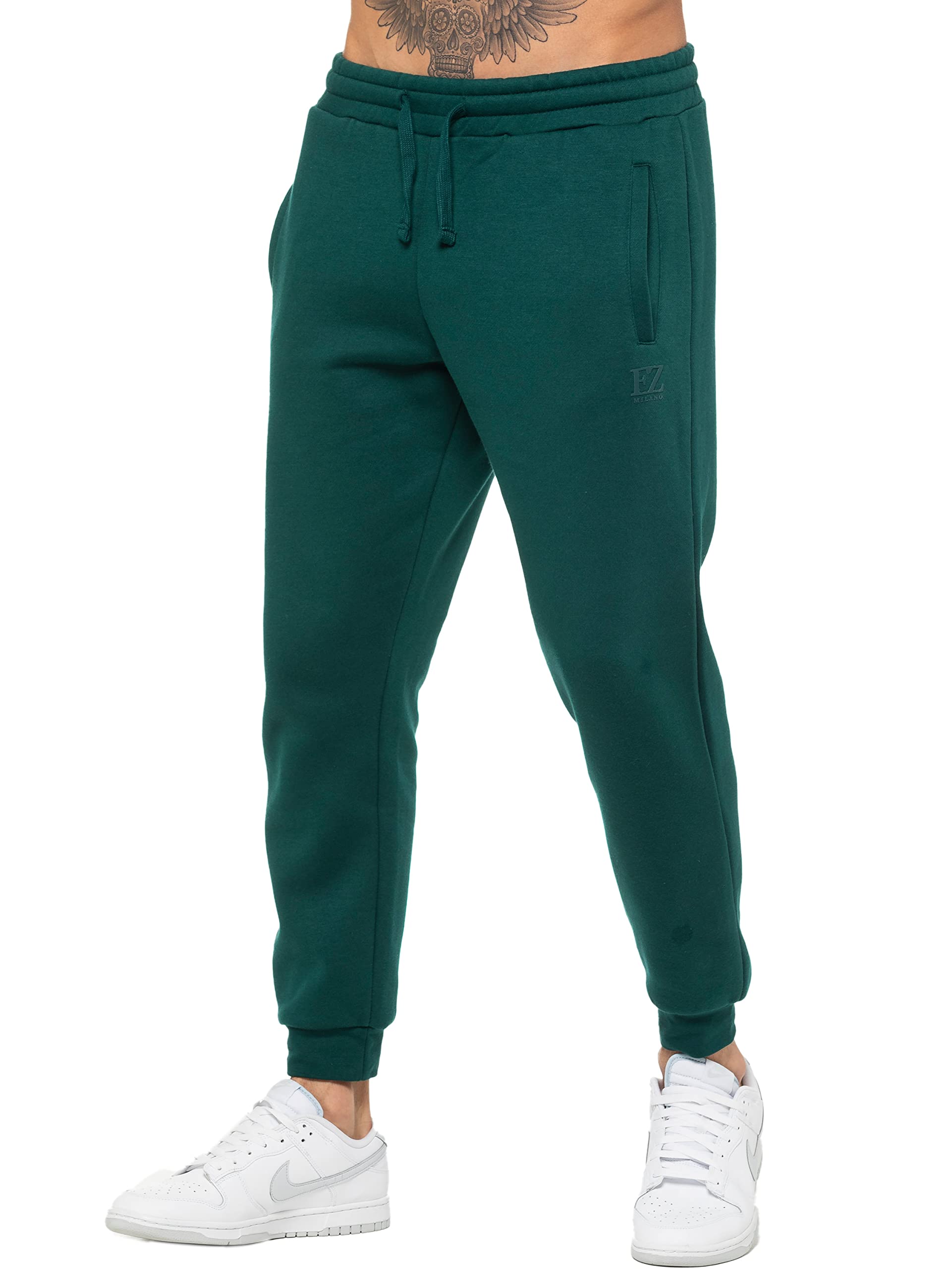 989Zé Enzo Men's Green Joggers Fleece Lined Soft Warm Sweatpants Regular Fit Tracksuit Bottoms Casual Trousers Ezjg598 Jogger L