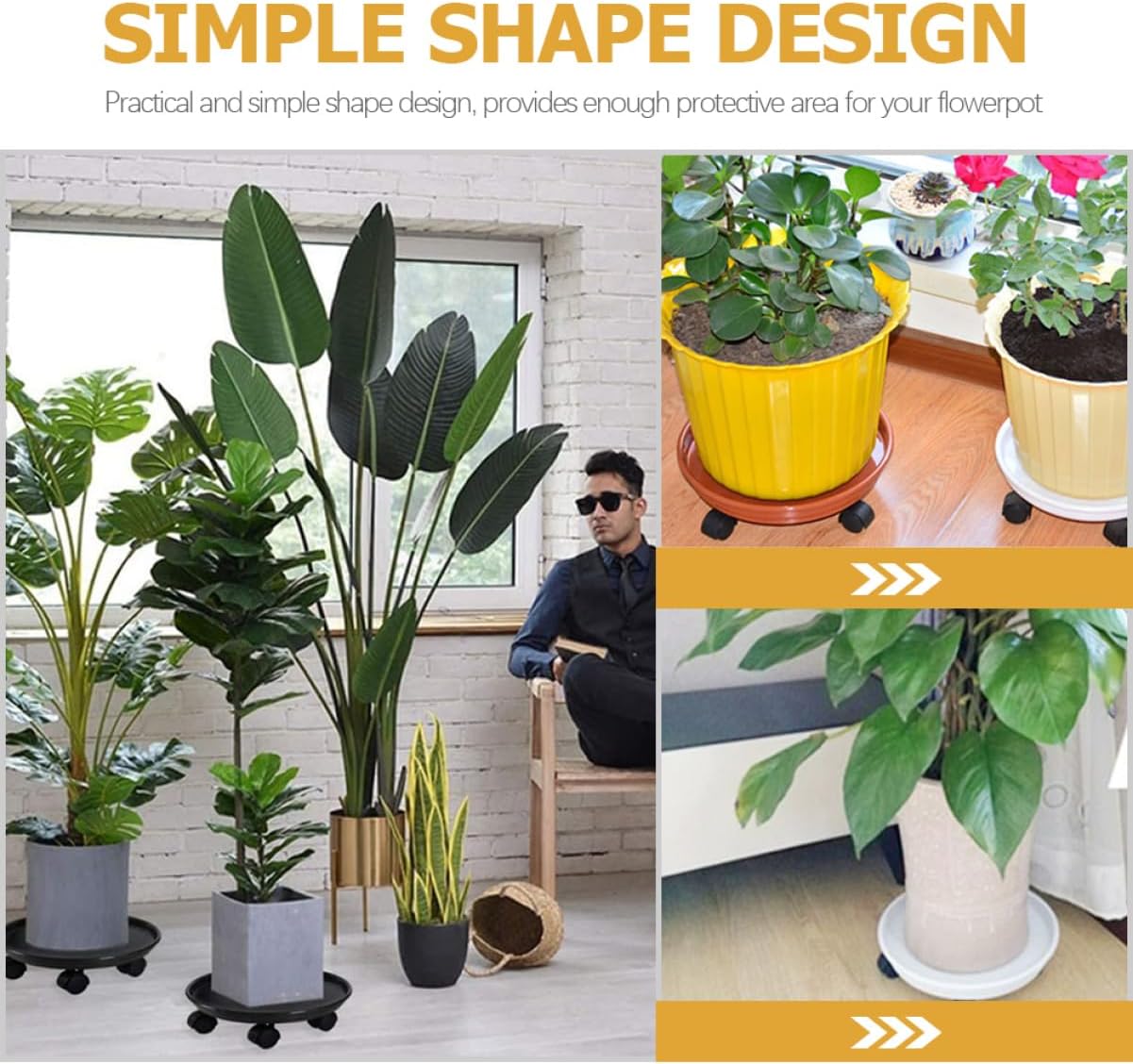Rolling Flower Pot Base Plant Pot Stand for Indoor Plant Plate Water Tray