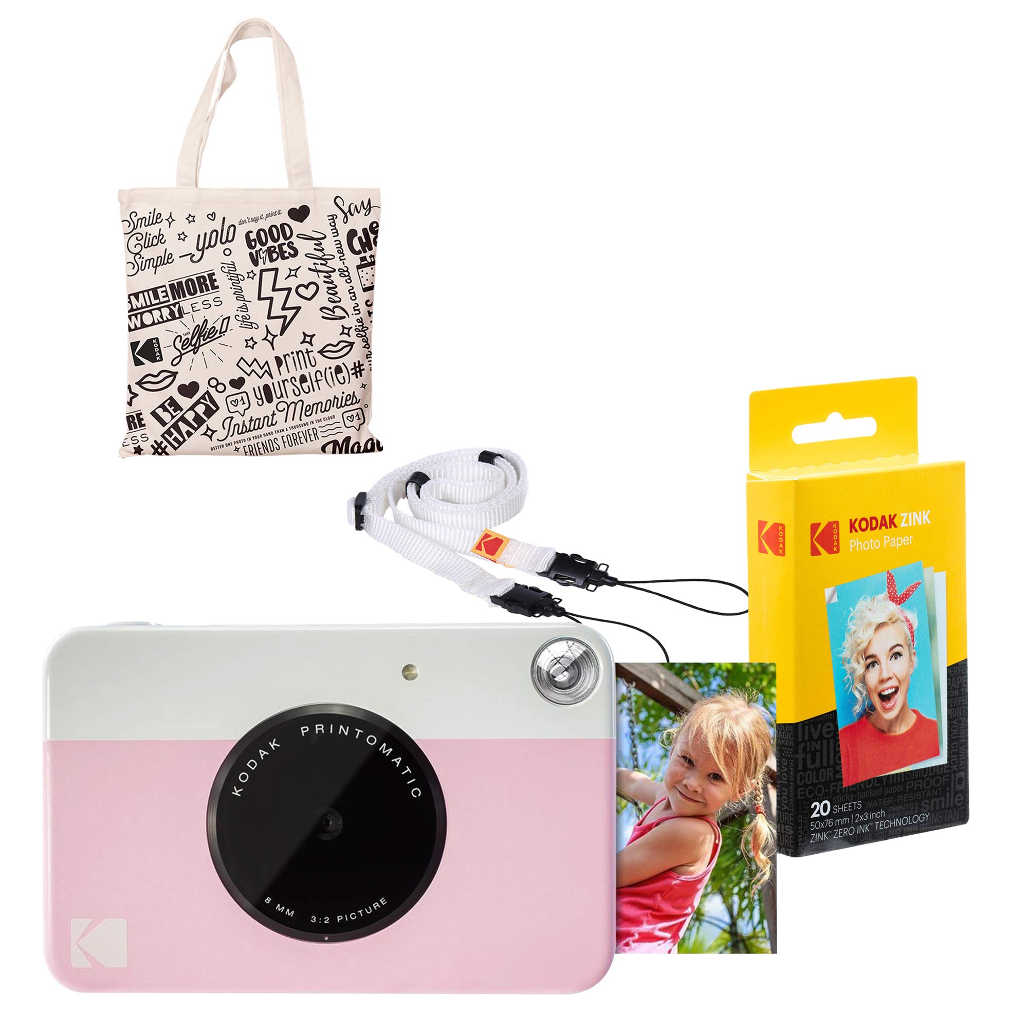 Kodak Printomatic Fotocamera istantanea (Rosa) Starter kit con borsa a tracolla