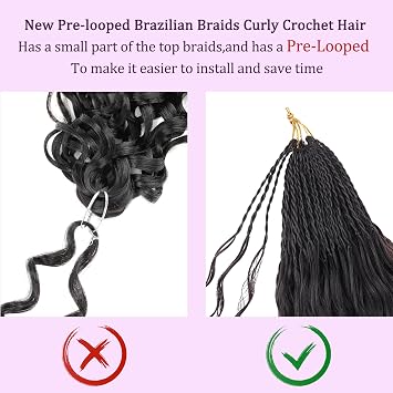 ZRQ Pre looped Micro Brazilian Braids Curly Crochet Hair 24 inch Water Wave Crochet Hair Afro Kinky Curly Ombre Brown Braiding Hair Extensions Deep Wave Synthetic Crochet Hair For Women