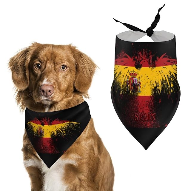 Foto 7 de 7 de Pañuelos para Perros con Bandera de España, águila Americana, Baberos de Cuello en V para Cachorros y Mascotas