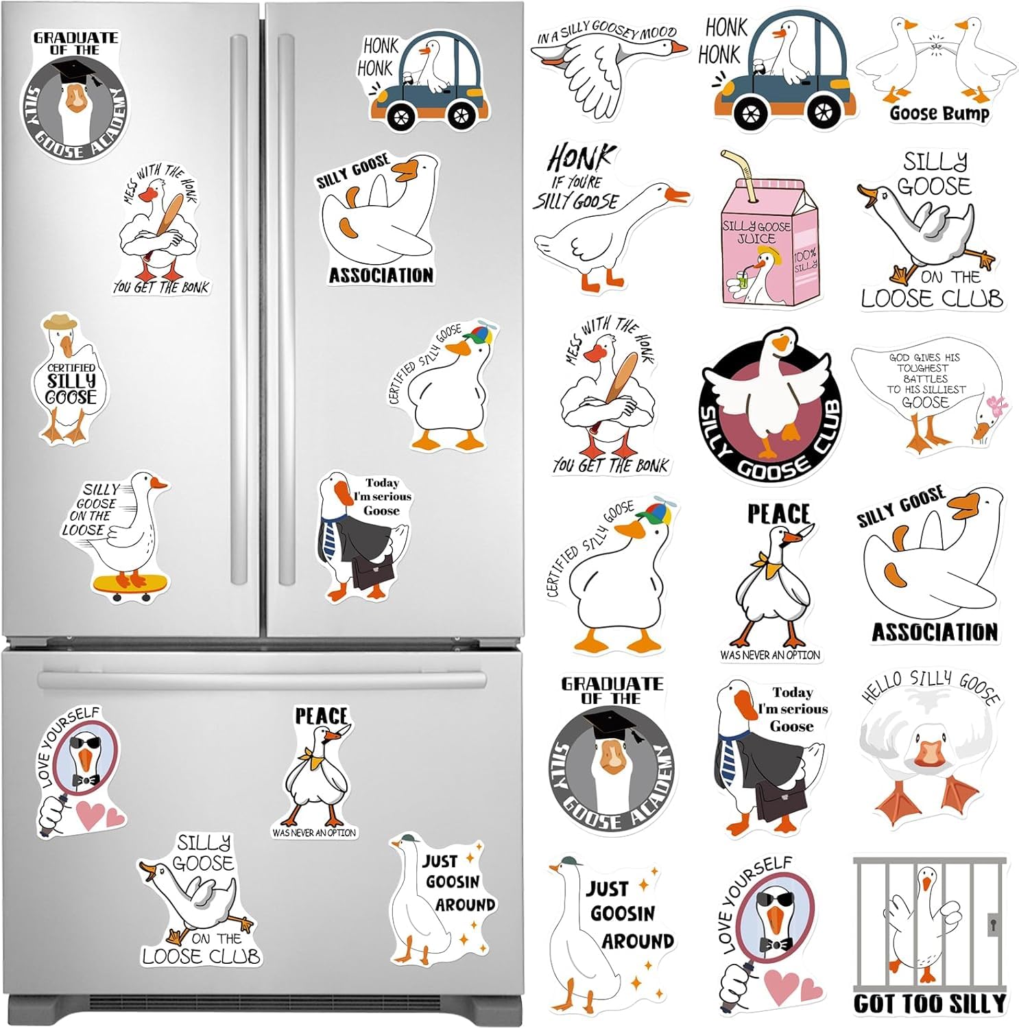 20 PCS Silly Goose Funny Refrigerator Magnets,Cruise Door Magnets Decorations Funny Cruise Ship Door Magnets Magnetic Reusable Magnet
