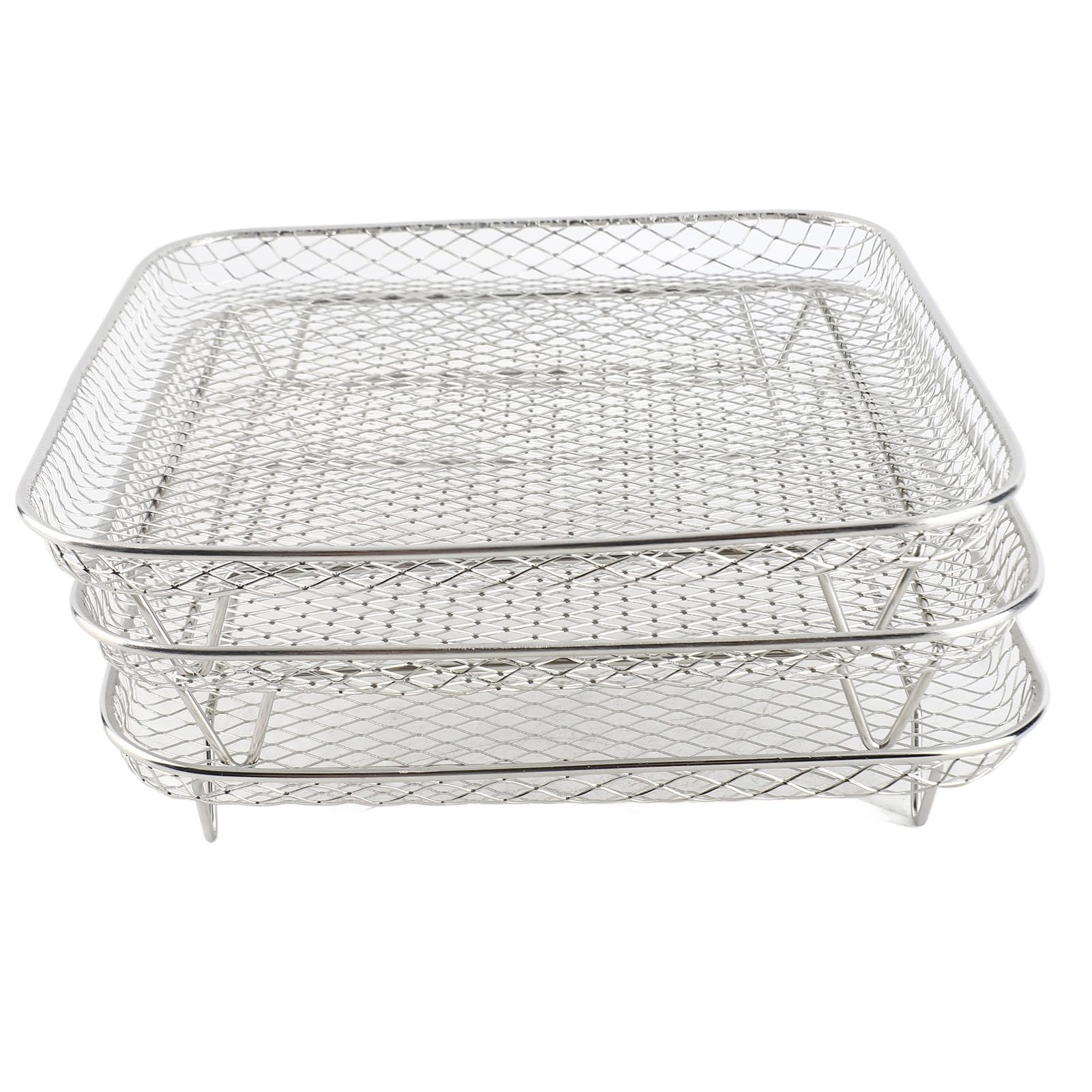 Support de friteuse carré à 3 Couches, Lavable au Lave-Vaisselle, Accessoire de Grille de Cuisson en Acier Inoxydable SUS304