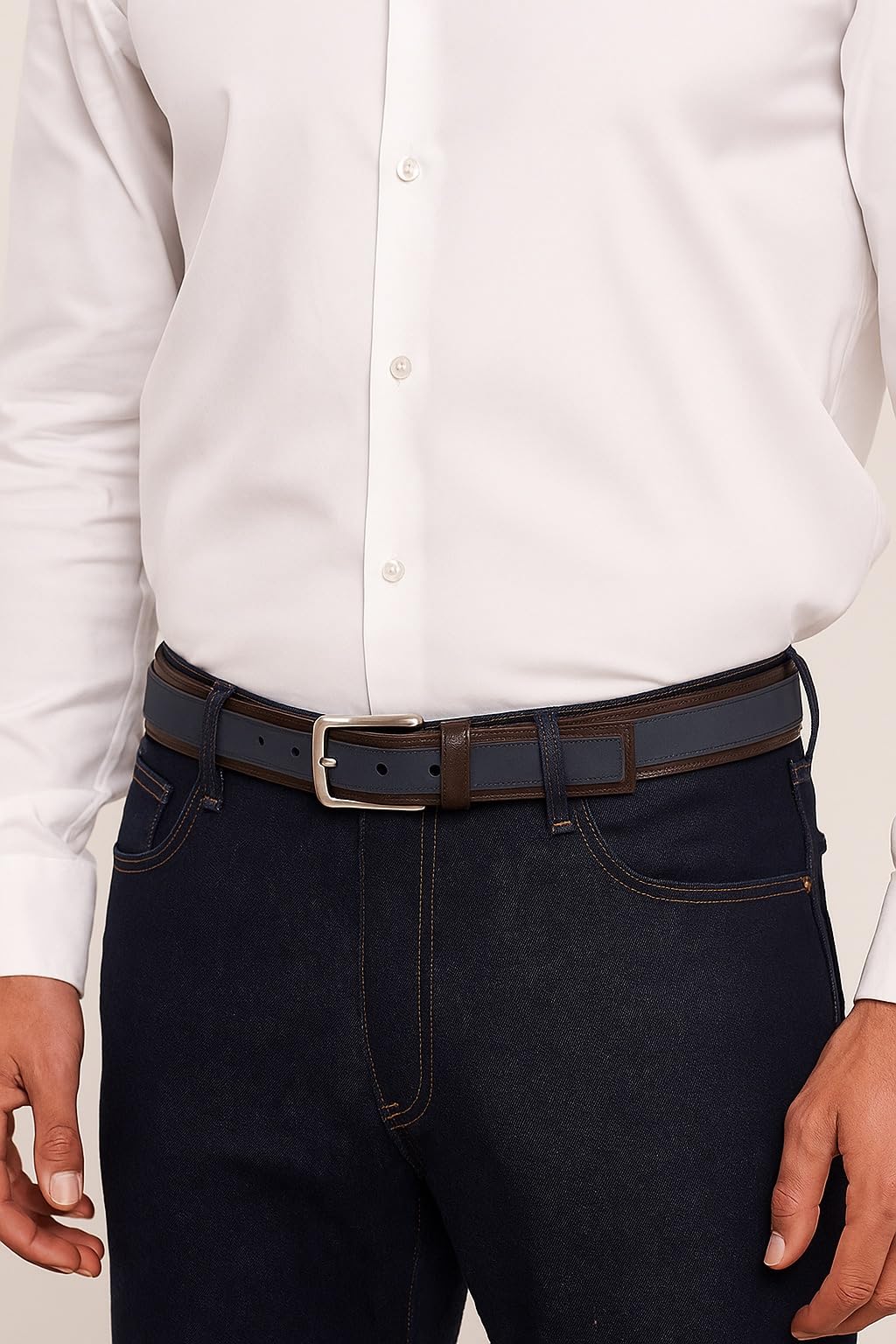 Nautica Casual Leather Belt | Everyday | Classic | Pants | Jeans | Khakis | Chinos | Metal Buckle Cinturón para Hombre