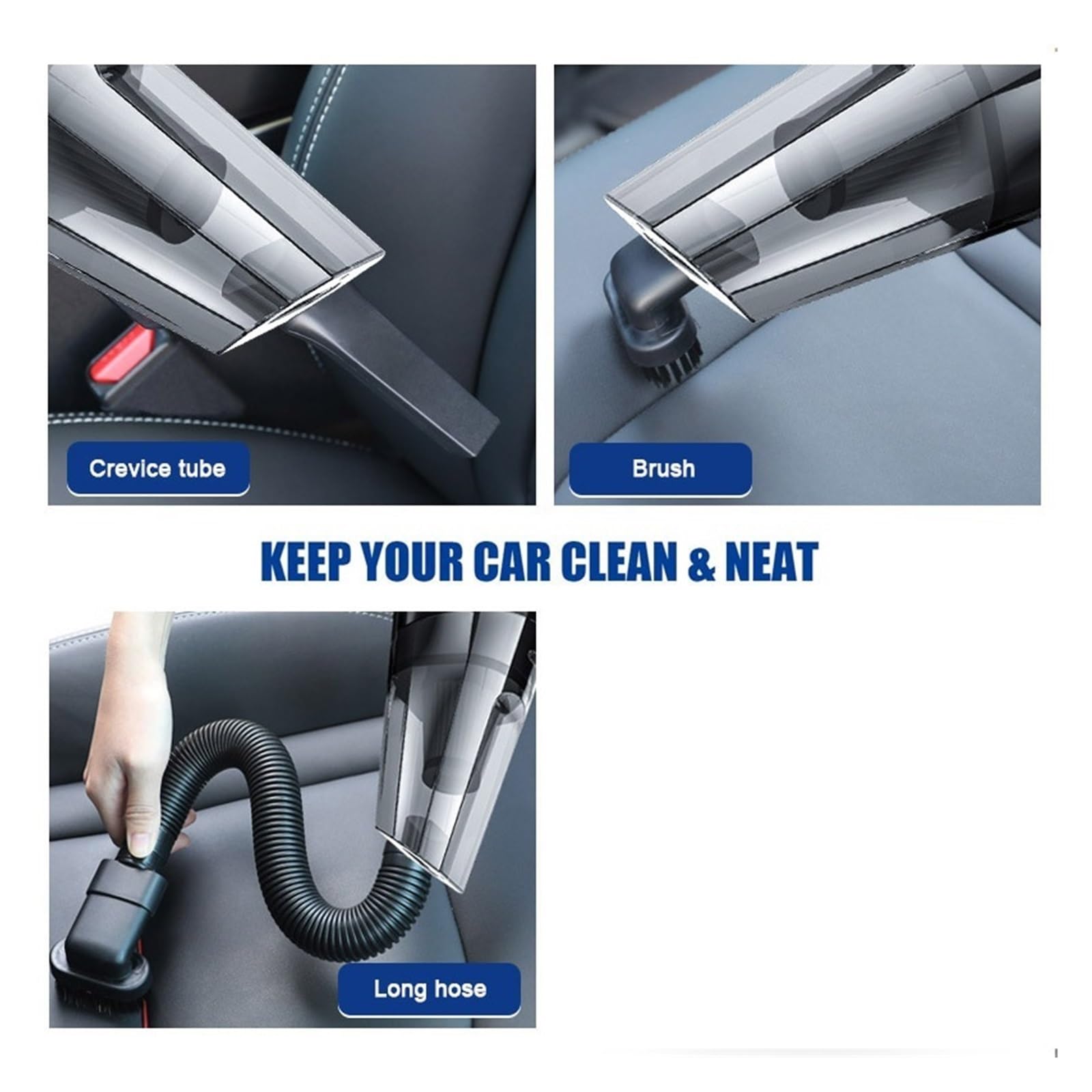 Aspiradora 4 En 1 For Coche, Inflador De Neumáticos, Manómetro, Cable, Compresor Aire, Pantalla Digital Limpieza Fácil Rápida Diversos Escenarios