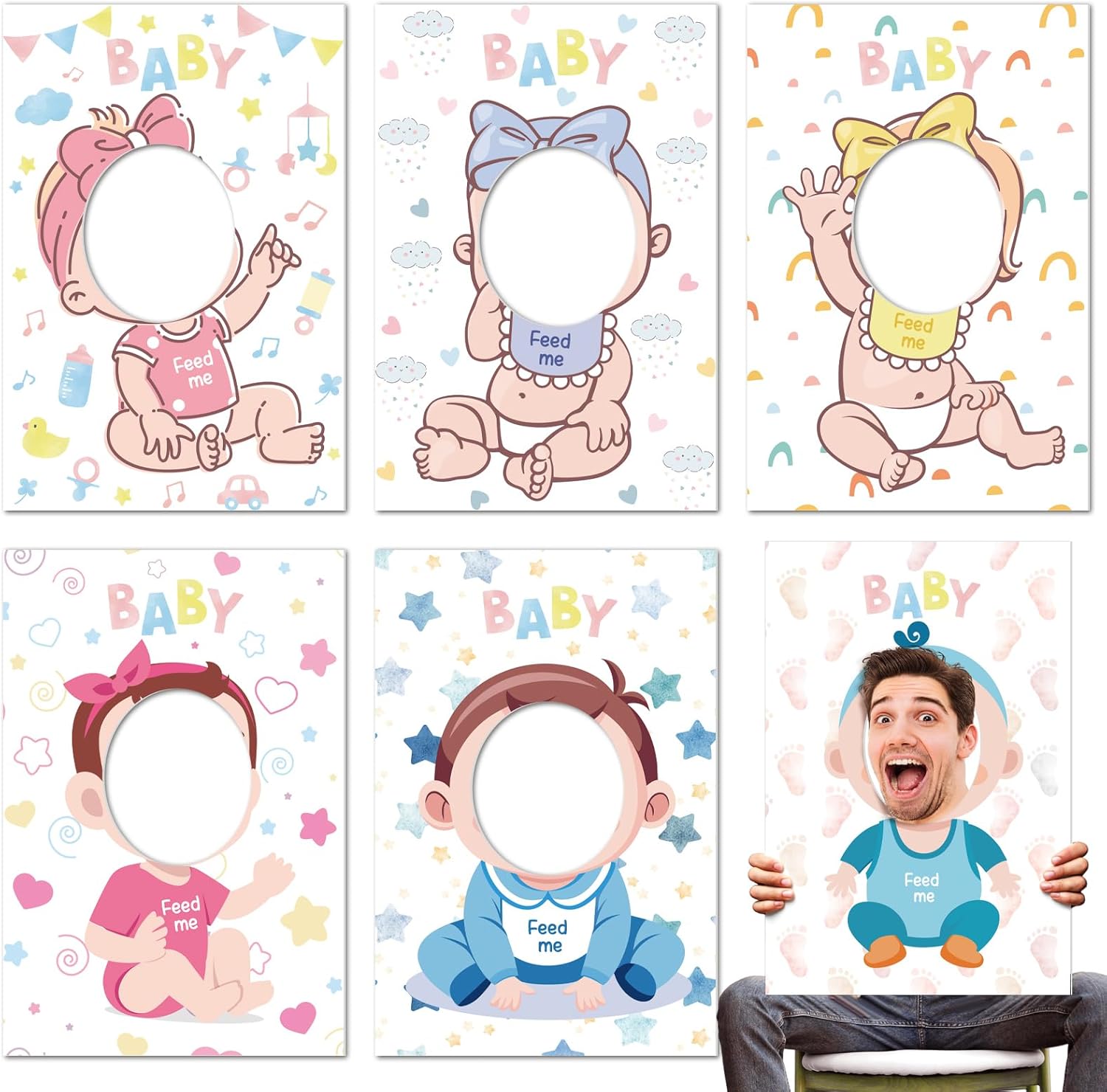 6 Pcs Baby Shower Games Feed Me Baby Shower Games Funny Bridal Party Activities Twerk Play for Gender Reveal Party Favors