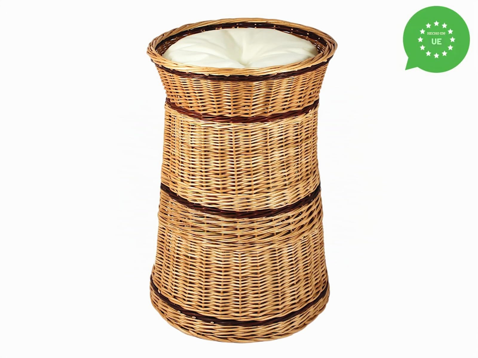 Cesta de mimbre de tres niveles para gatos y perros, color mimbre natural, con cojín, color beige