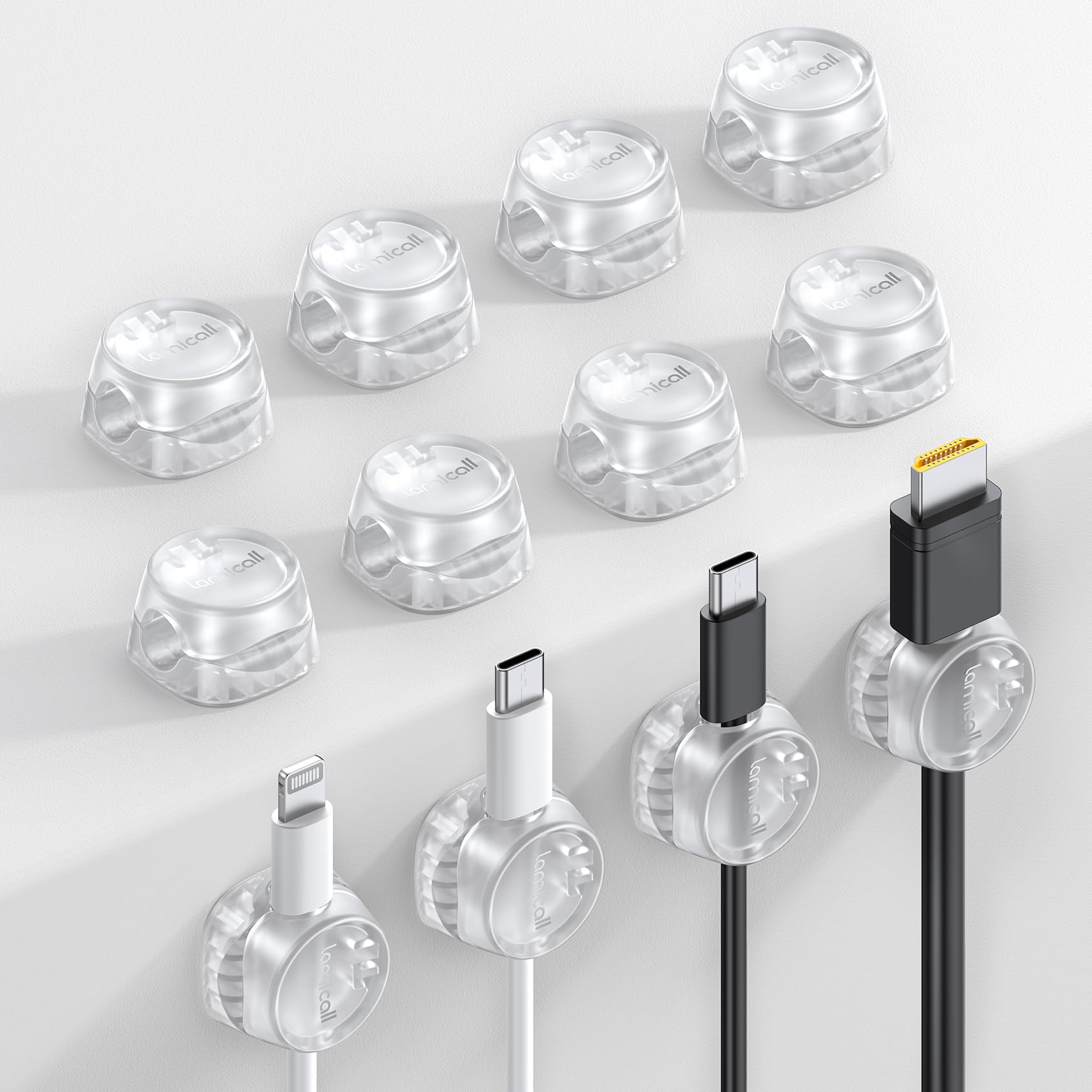 12 Pack Magnetic Cable Management Clips By FlyCoco | Cord Organizer For Desk, Nightstand, Wall, Car | Adjustable, Adhesive Back