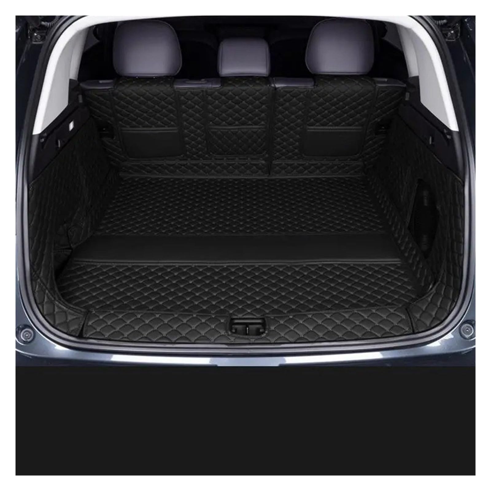 Kofferraumwanne Cargo Für Leapmotor C10 2024 2025 Kofferraummatte Leder wasserdichte Kofferraummatte Bodeneinlage Teppich Innenschutz Kofferraumschutzmatte(Black Full)