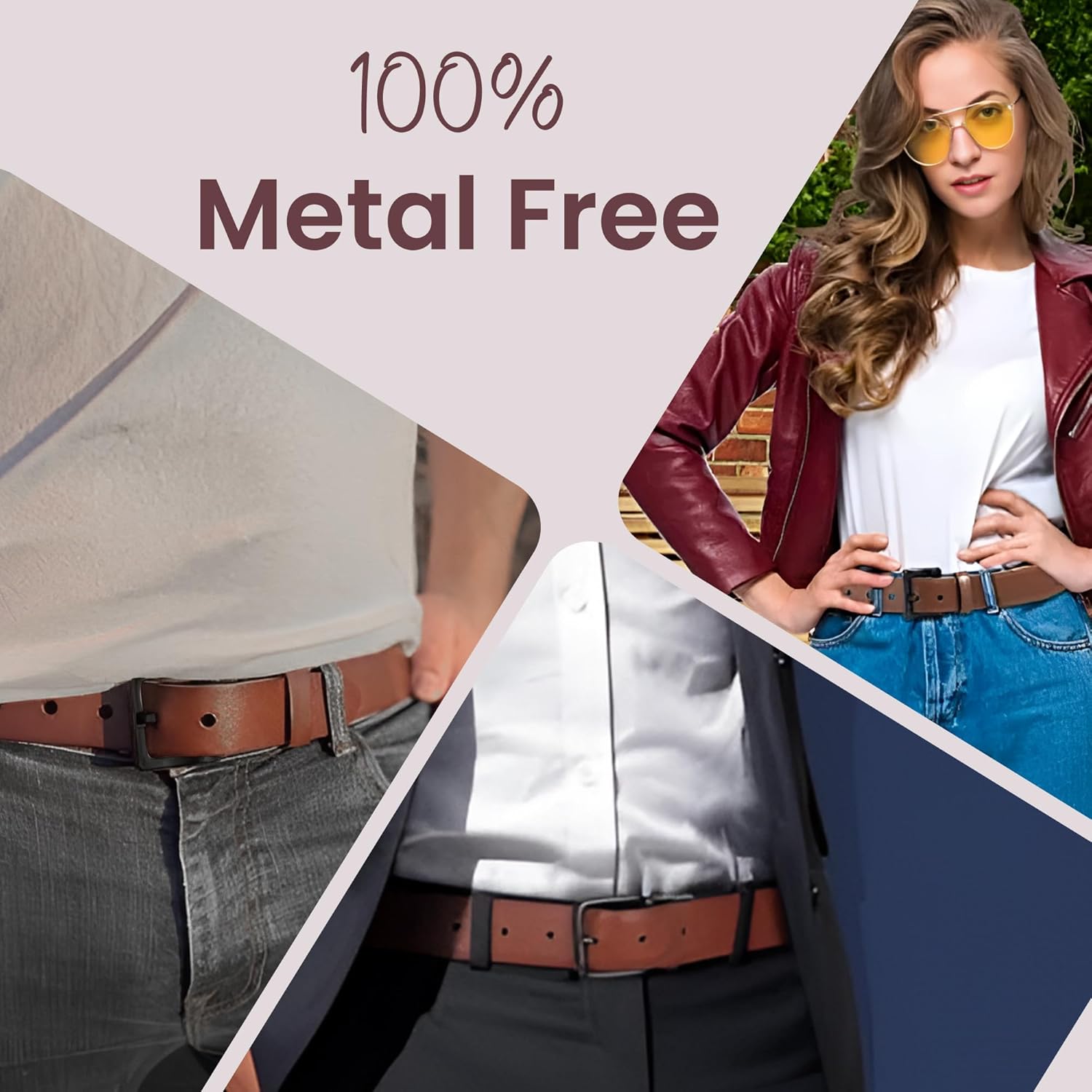 1 3/8” Italian Leather Belt | 35mm TSA & Airport Friendly Metal-Free for Men and Women| Black & Brown Italian Belt