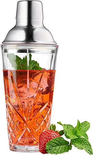 Coctelera de cristal, coctelera de Martini con tapa de acero inoxidable y colador, juego de herramientas de jarra de vidrio profesional para mezclar