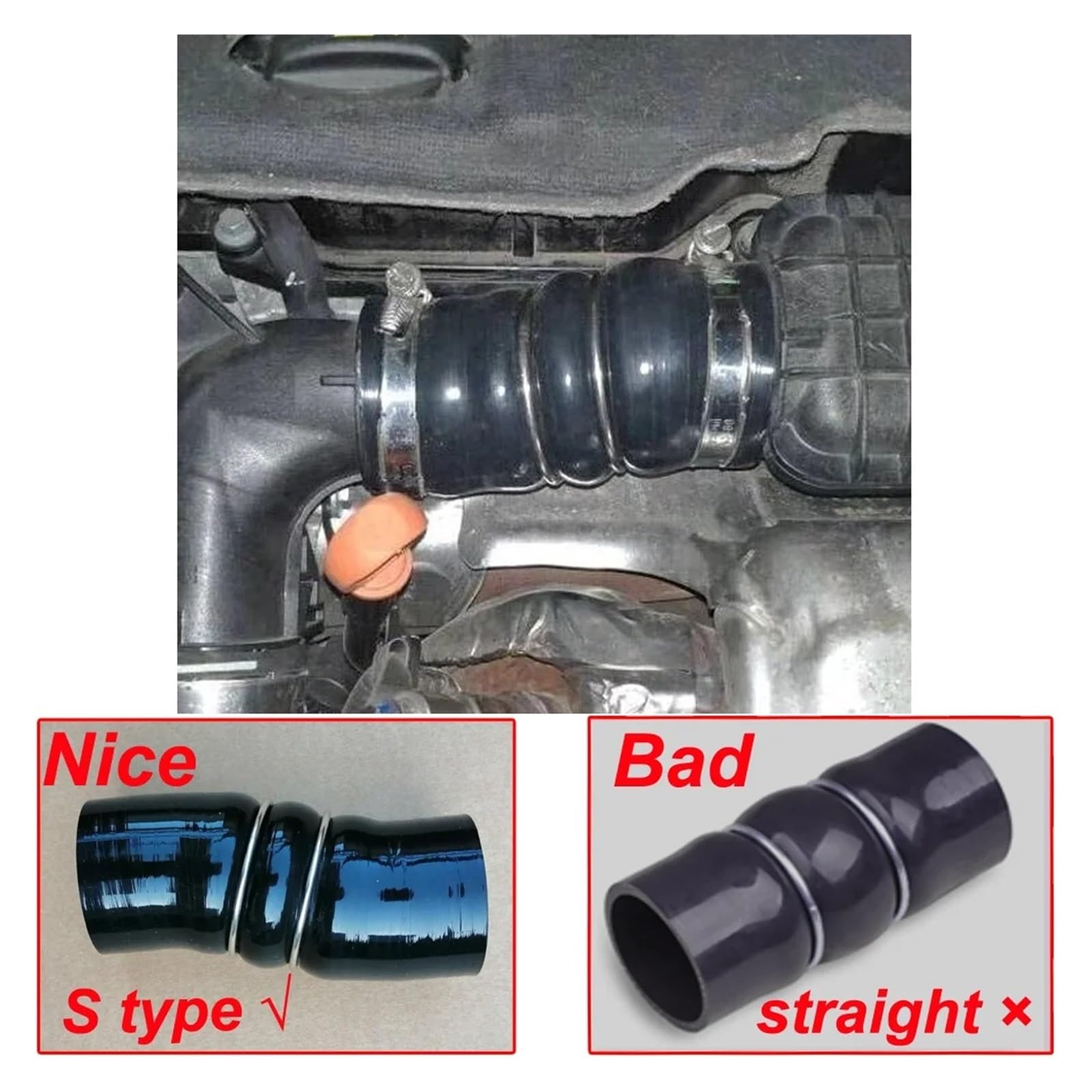 Durite Admission Air pour Citroen pour Berlingo C3 pour Peugeot 208 1.6 HDI 9685598580 9686523980 9685598280 0382.PJ 0382 PJ Tuyau D'admission d'air Suralimentation 0382PJ Tuyau D'admission(Le Noir)