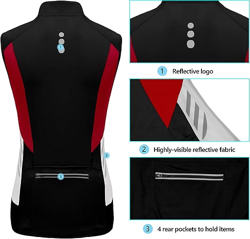 Miniatura 6 de Little Donkey Andy Chalecos de ciclismo transpirables con media cremallera para mujer, camisetas sin mangas reflectantes para golf, 4 bolsillos