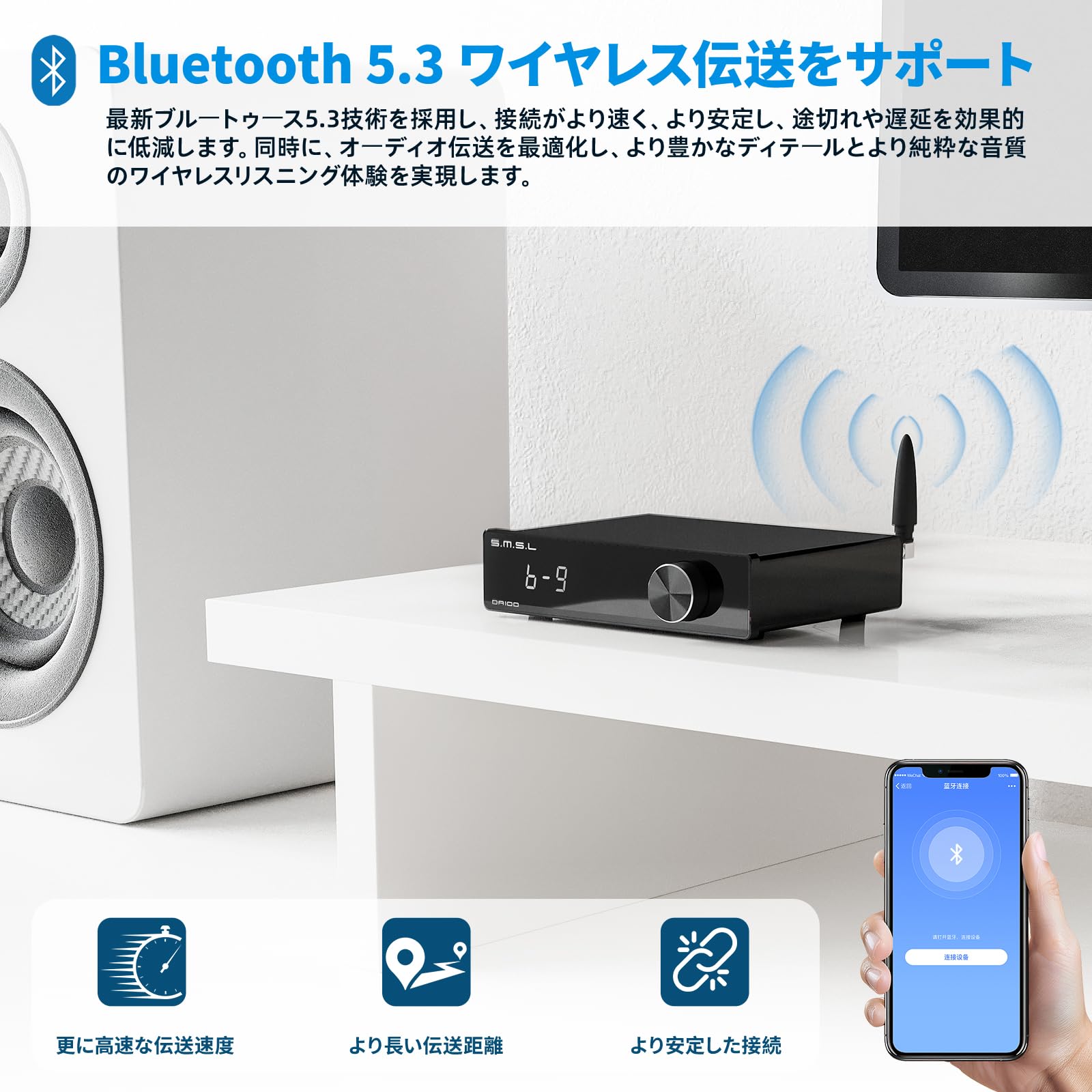 Amazon.co.jp: SMSL DA100 アンプ BT 小型 パワーアンプ アンプ