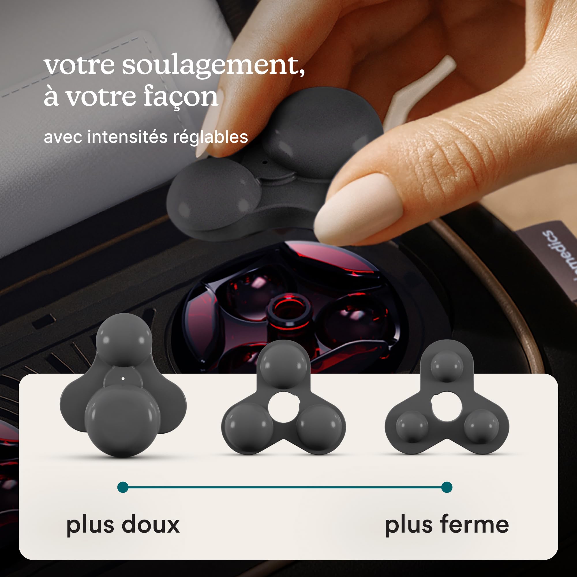 Homedics ModMassage Coussin Shiatsu, Cou, Dos & Épaules, USB-C, 2 Têtes | Coussin De Massage Shiatsu Corps Entier, Appareil De Massage Dos Nuque Pieds, 2 Têtes Interchangeables, Chaud & Froid, USB-C