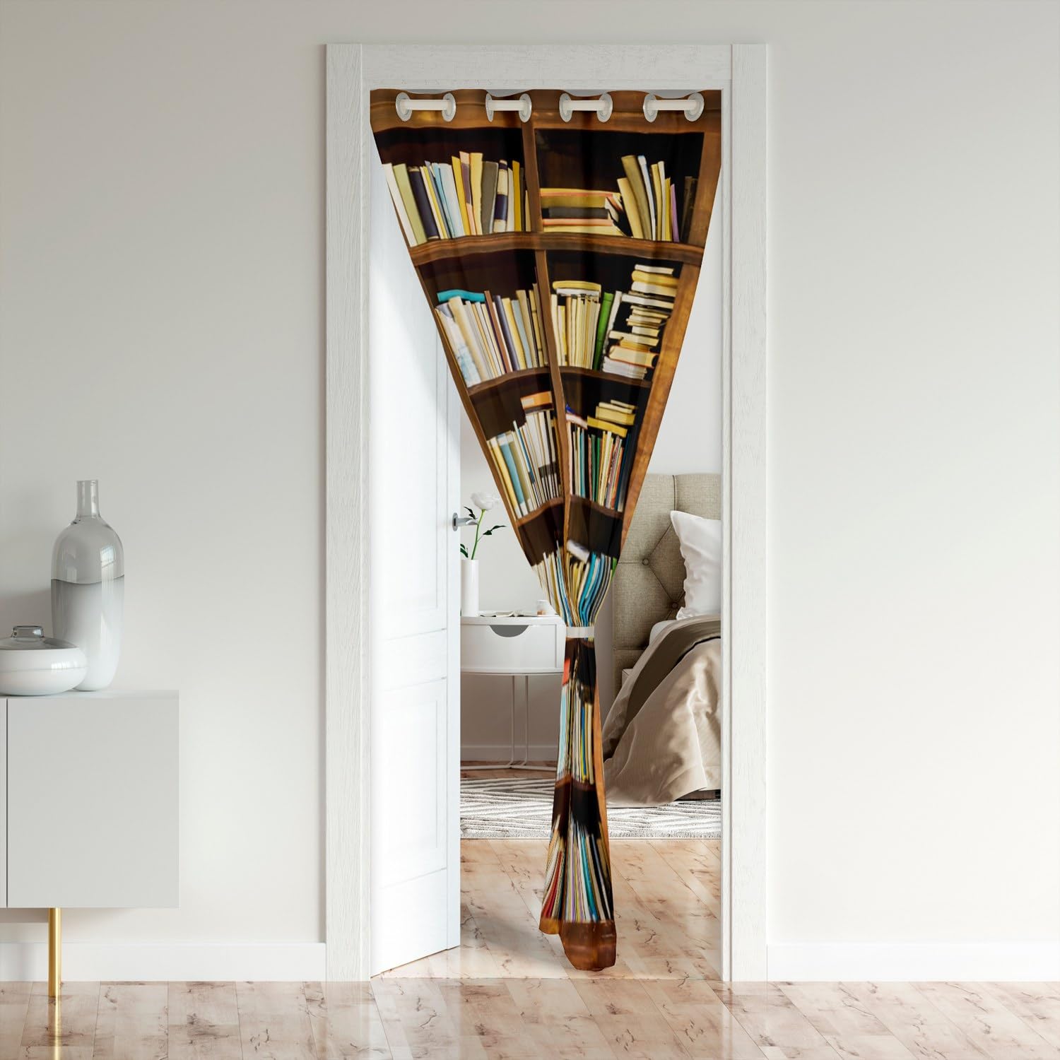 Copertura per porta libreria vintage – Tenda privacy per bambini per camera da letto e soggiorno – 150 x 203 cm